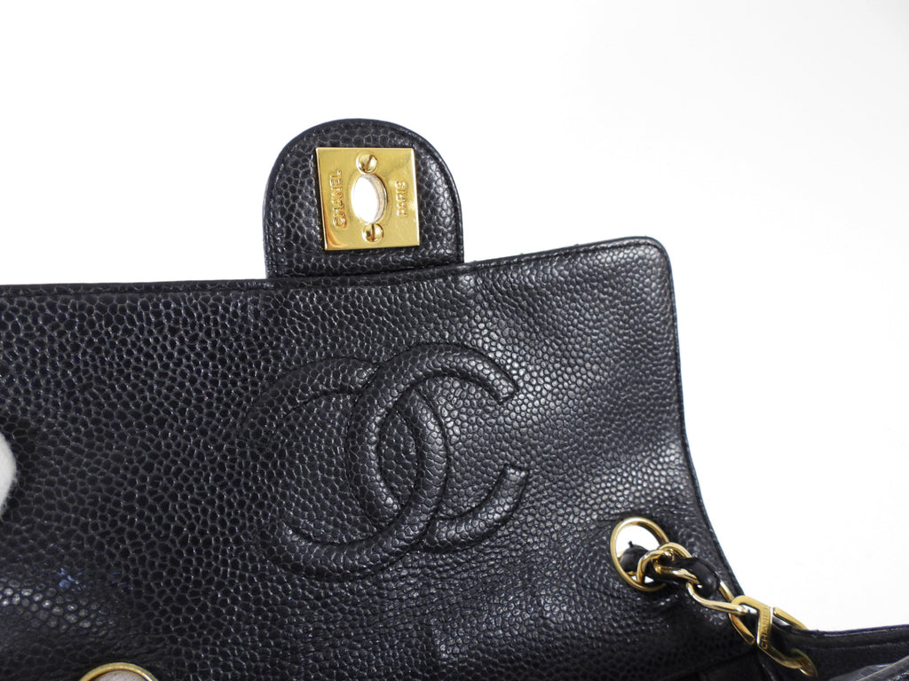 Chanel Black Caviar Vintage Square Mini Flap Bag GHW