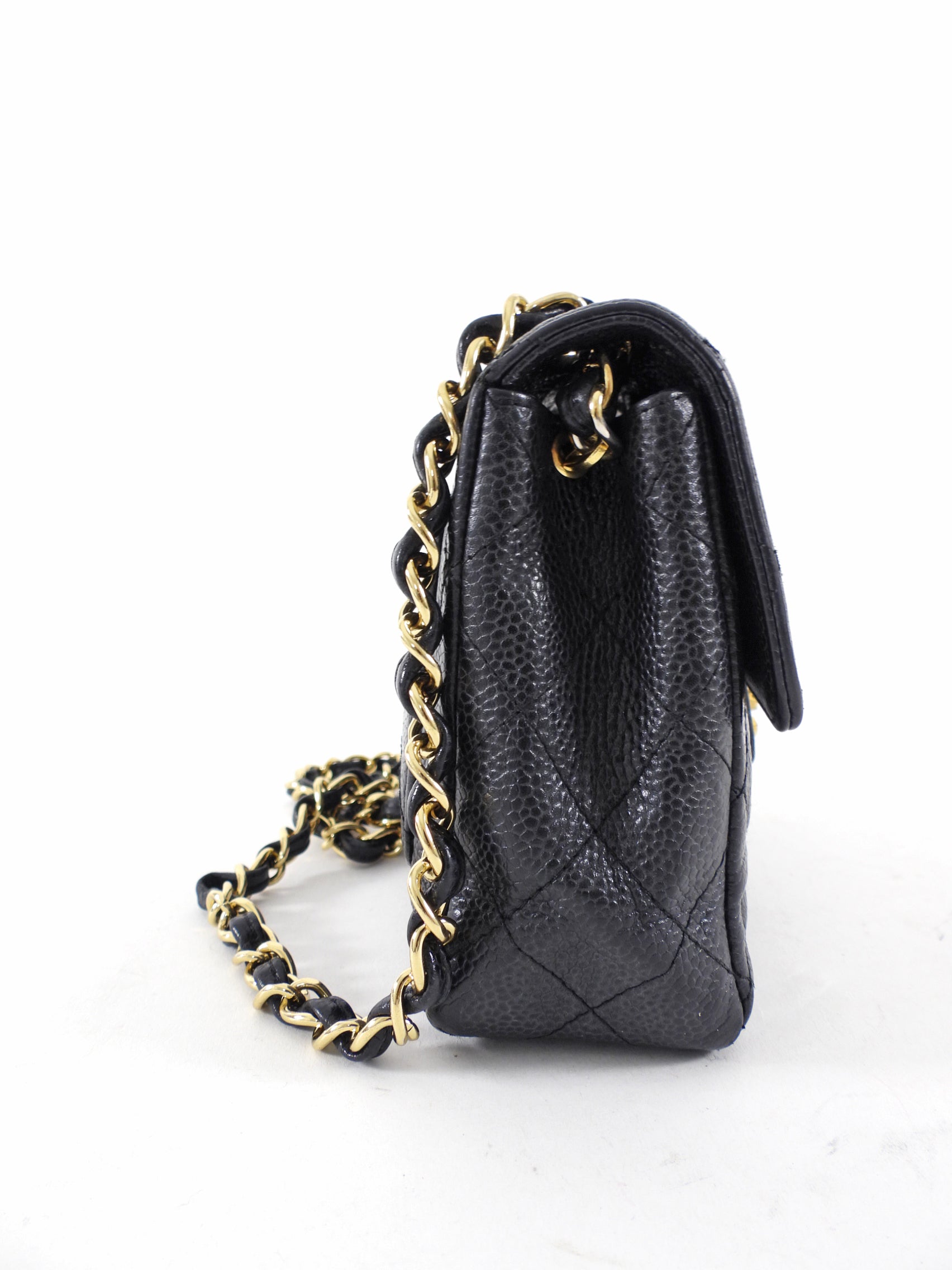 Chanel Black Caviar Vintage Square Mini Flap Bag GHW