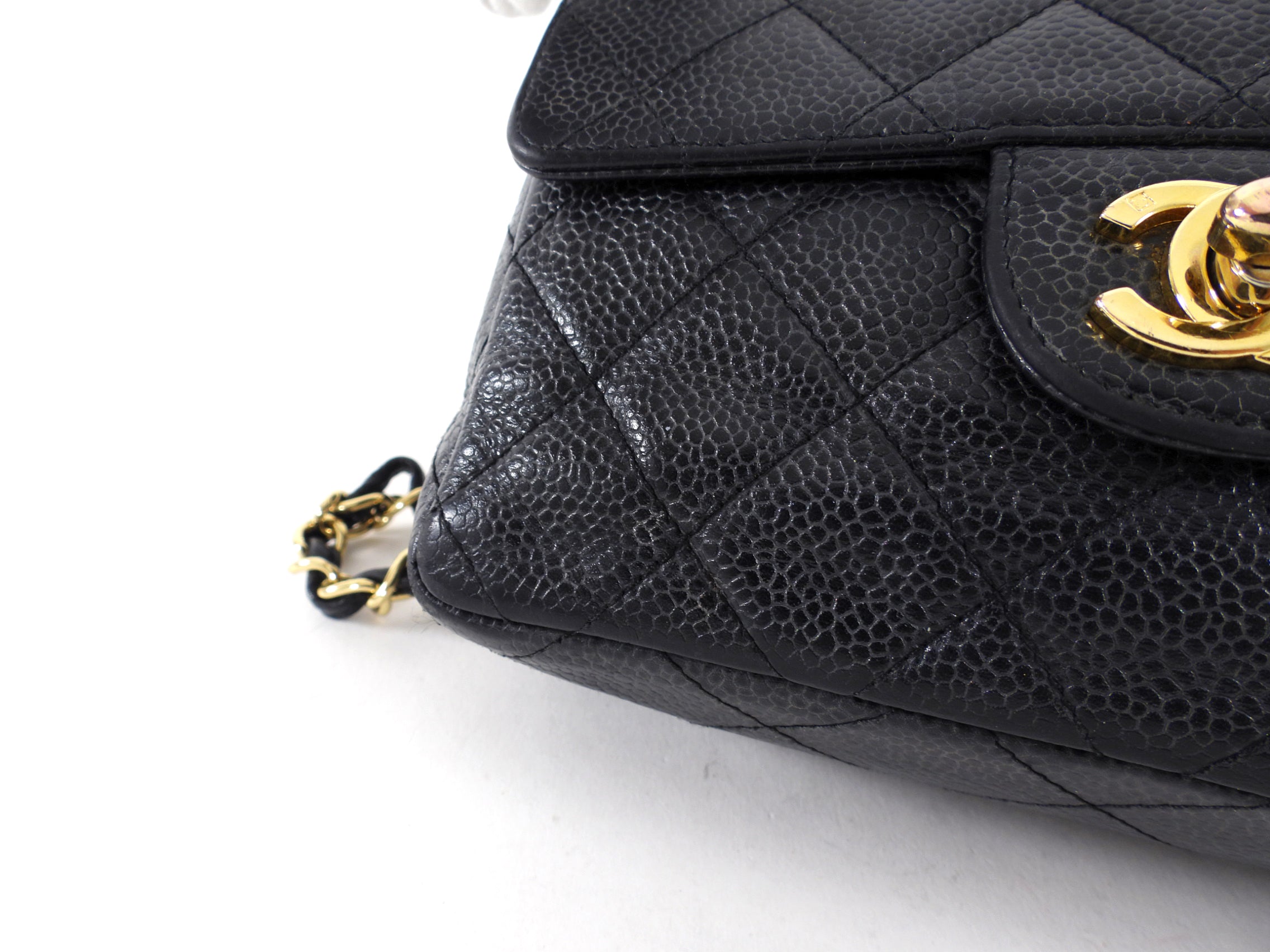 Chanel Black Caviar Vintage Square Mini Flap Bag GHW