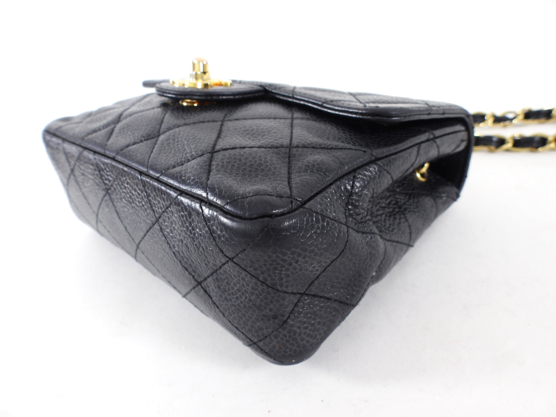 Chanel Black Caviar Vintage Square Mini Flap Bag GHW