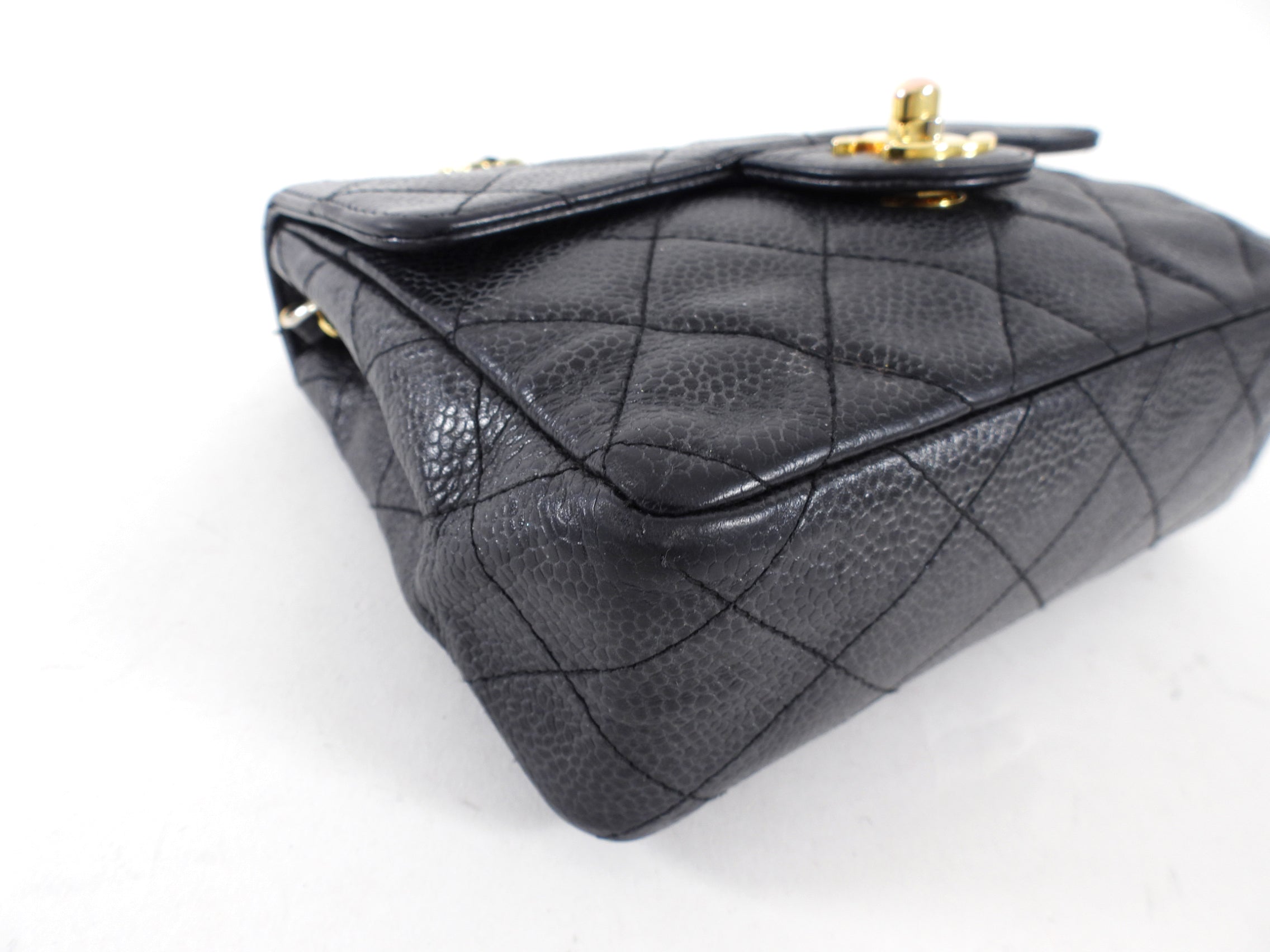 Chanel Black Caviar Vintage Square Mini Flap Bag GHW