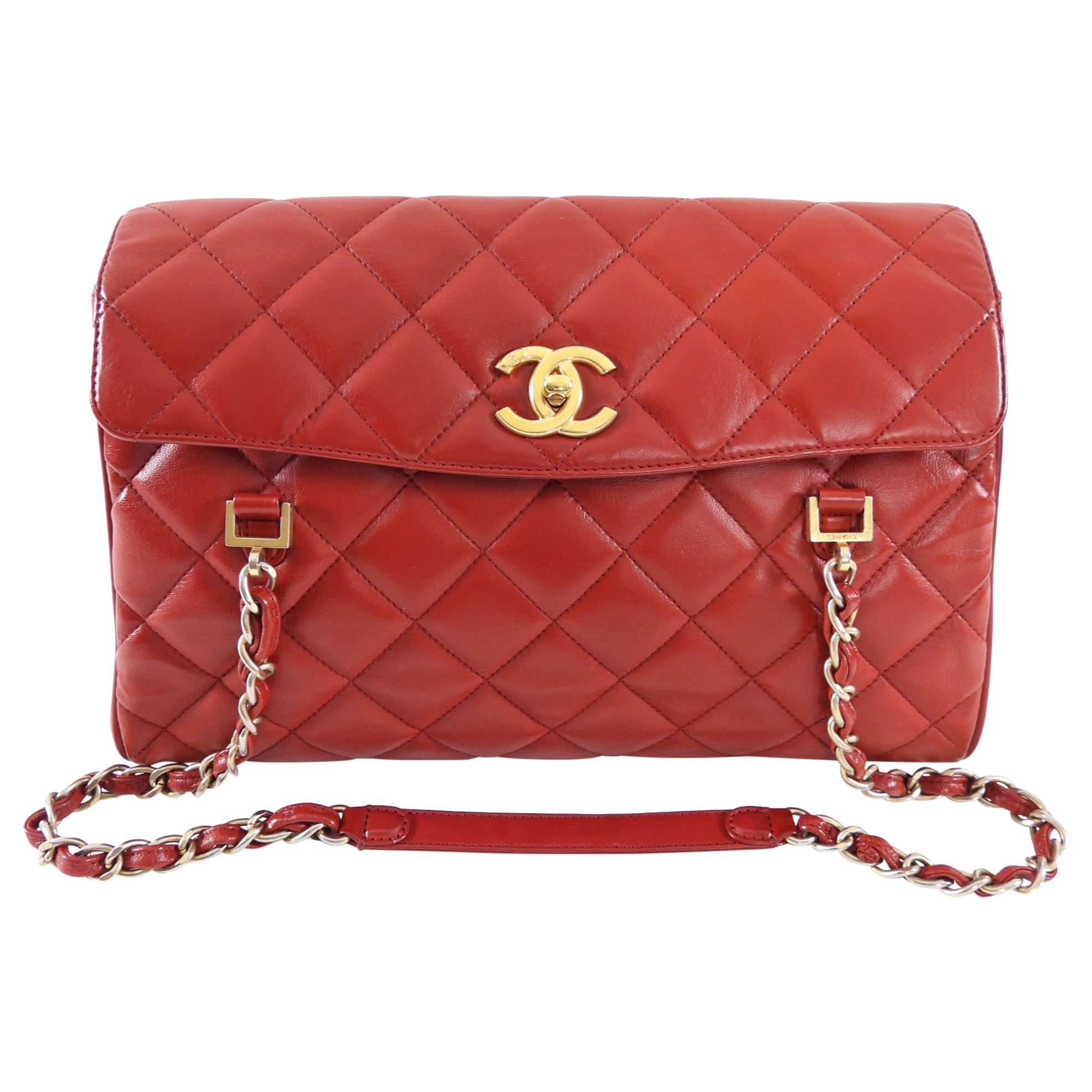 Chanel Dark Red Quilted Leather Misia Flap Shoulder Bag