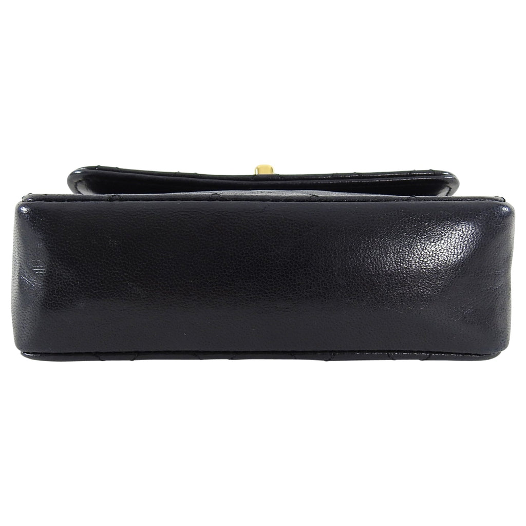 Chanel Vintage 1989 Black Lambskin Micro Mini Classic Flap Bag
