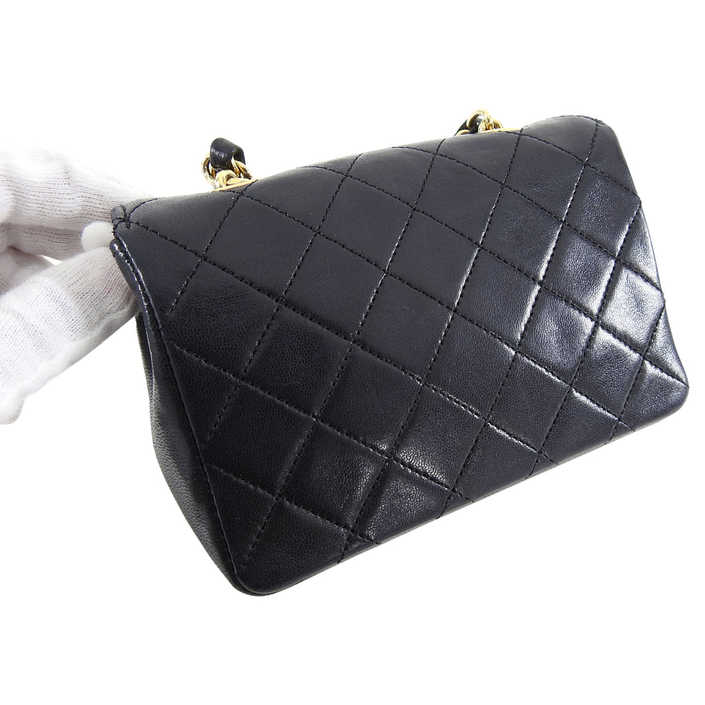 Chanel Vintage 1989 Black Lambskin Micro Mini Classic Flap Bag