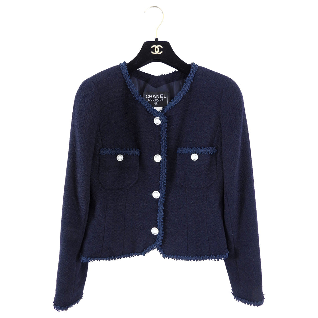 Chanel Vintage 97P Navy Wool Skirt Suit with MOP Buttons - FR38 / 6