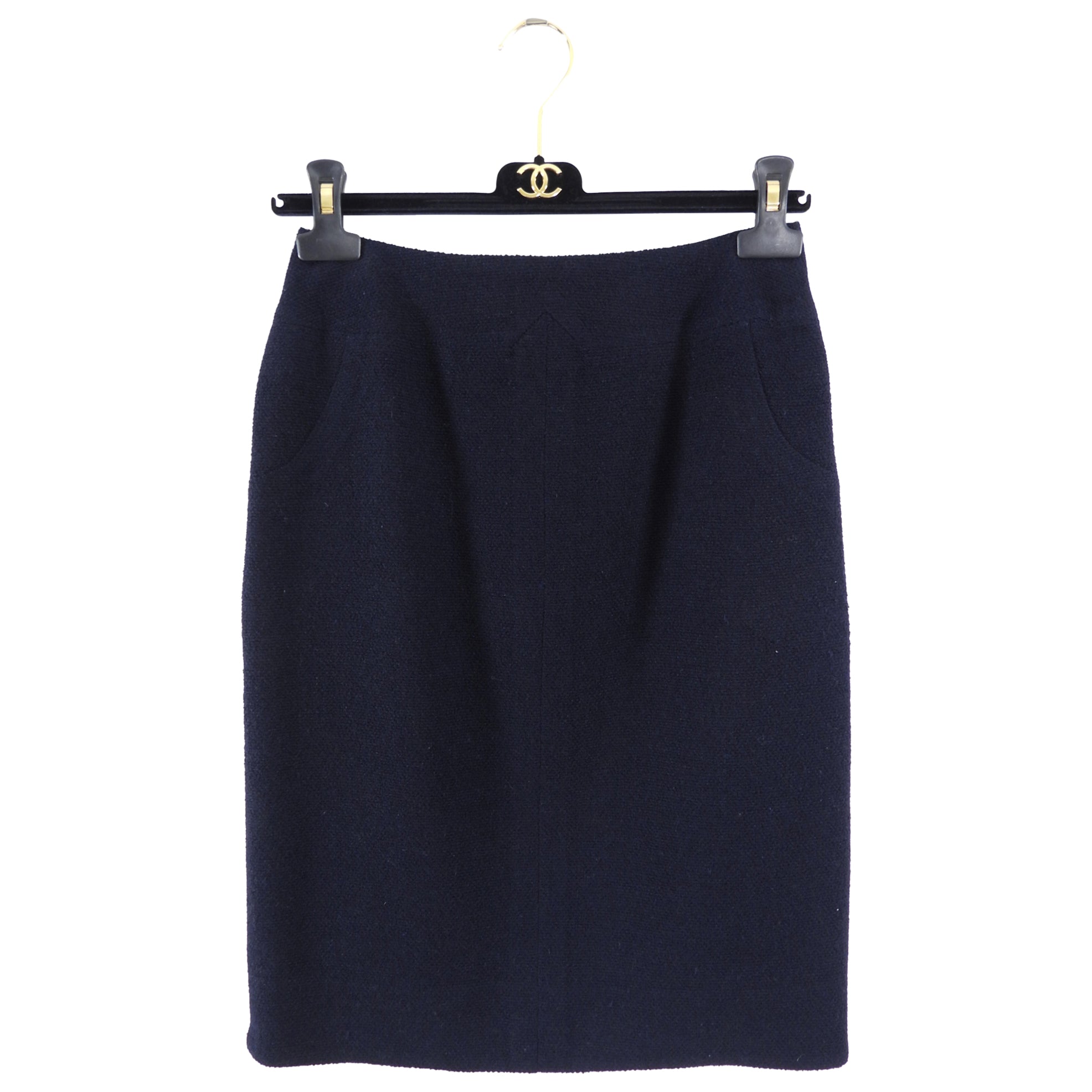 Chanel Vintage 97P Navy Wool Skirt Suit with MOP Buttons - FR38 / 6