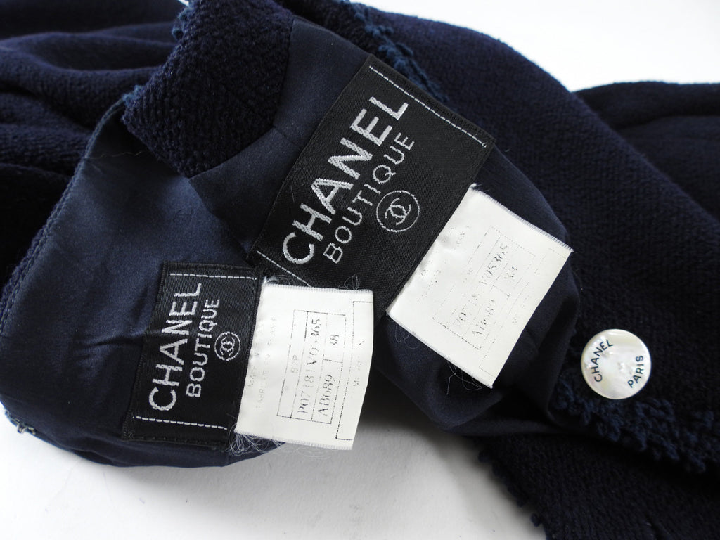 Chanel Vintage 97P Navy Wool Skirt Suit with MOP Buttons - FR38 / 6