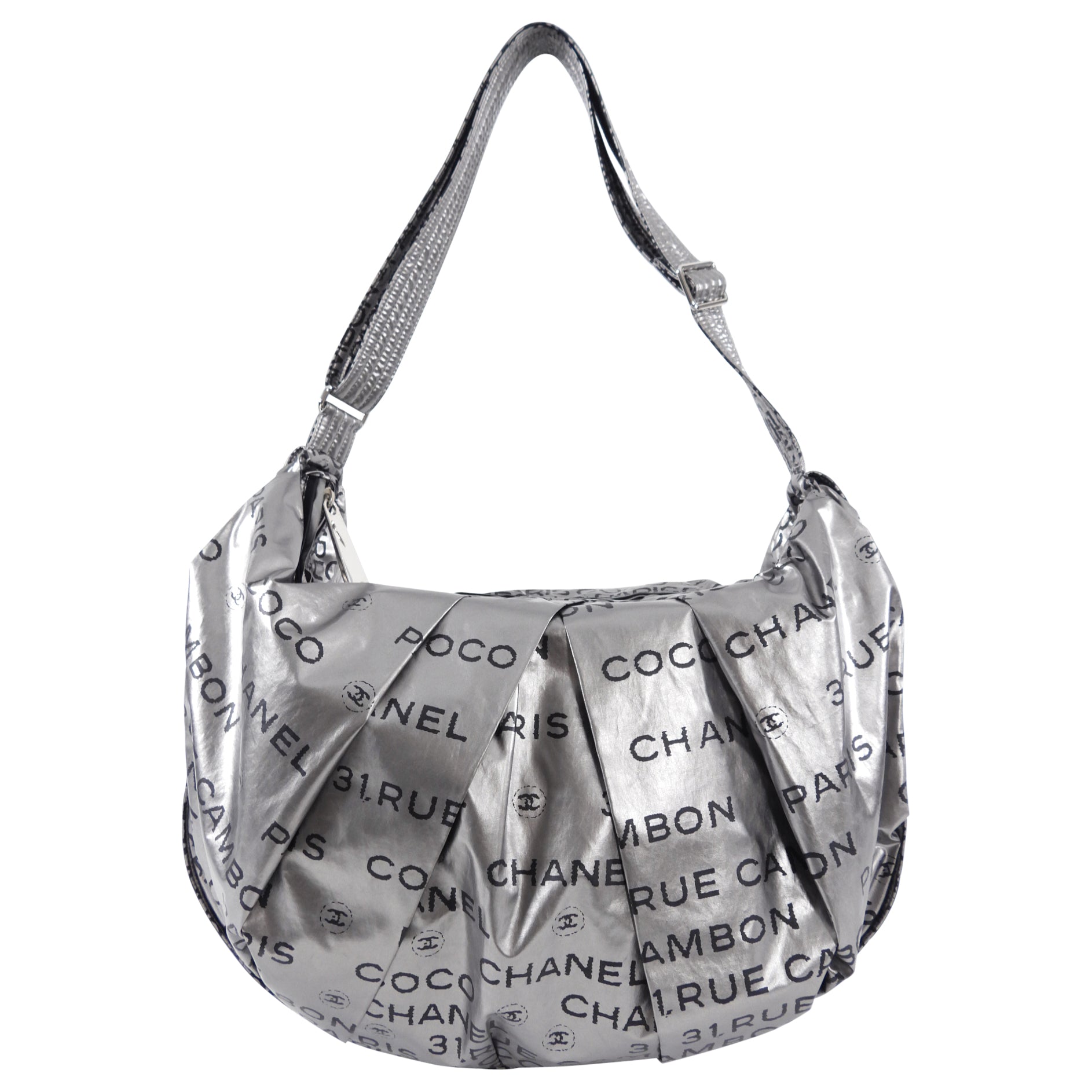 Chanel Silver Unlimited Nylon Hobo Shoulder Bag