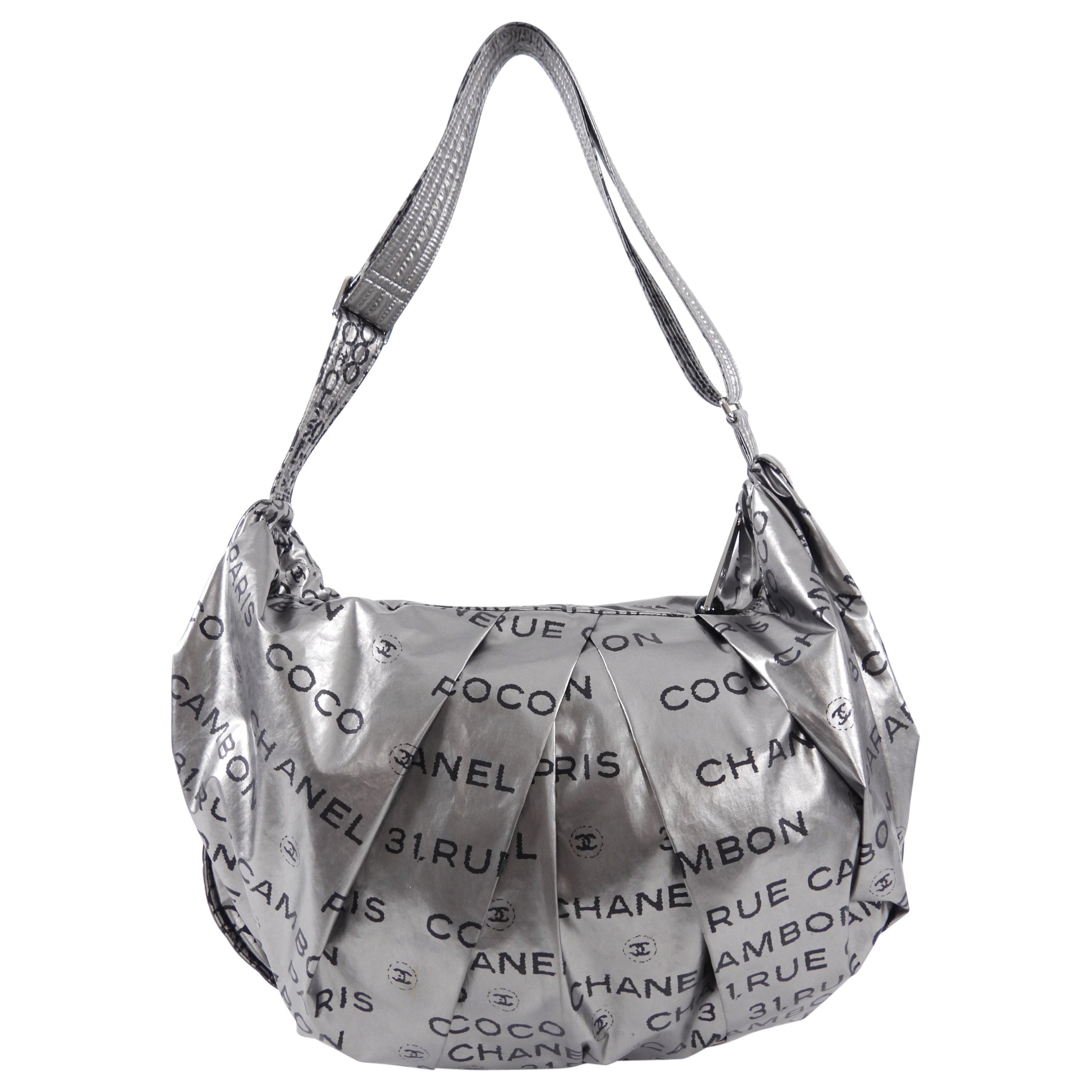 Chanel Silver Unlimited Nylon Hobo Shoulder Bag