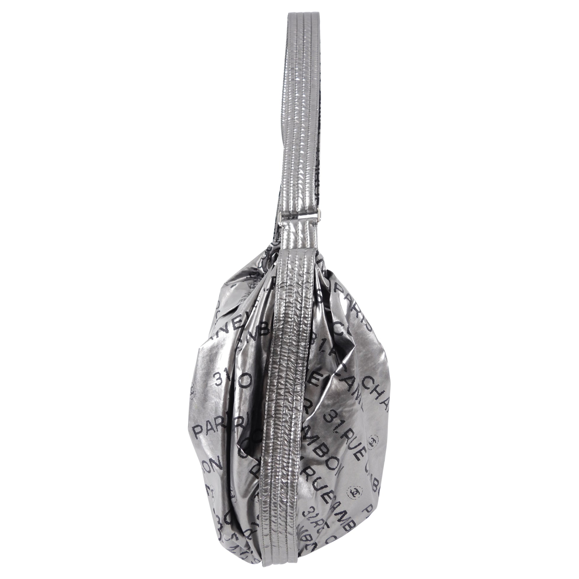 Chanel Silver Unlimited Nylon Hobo Shoulder Bag
