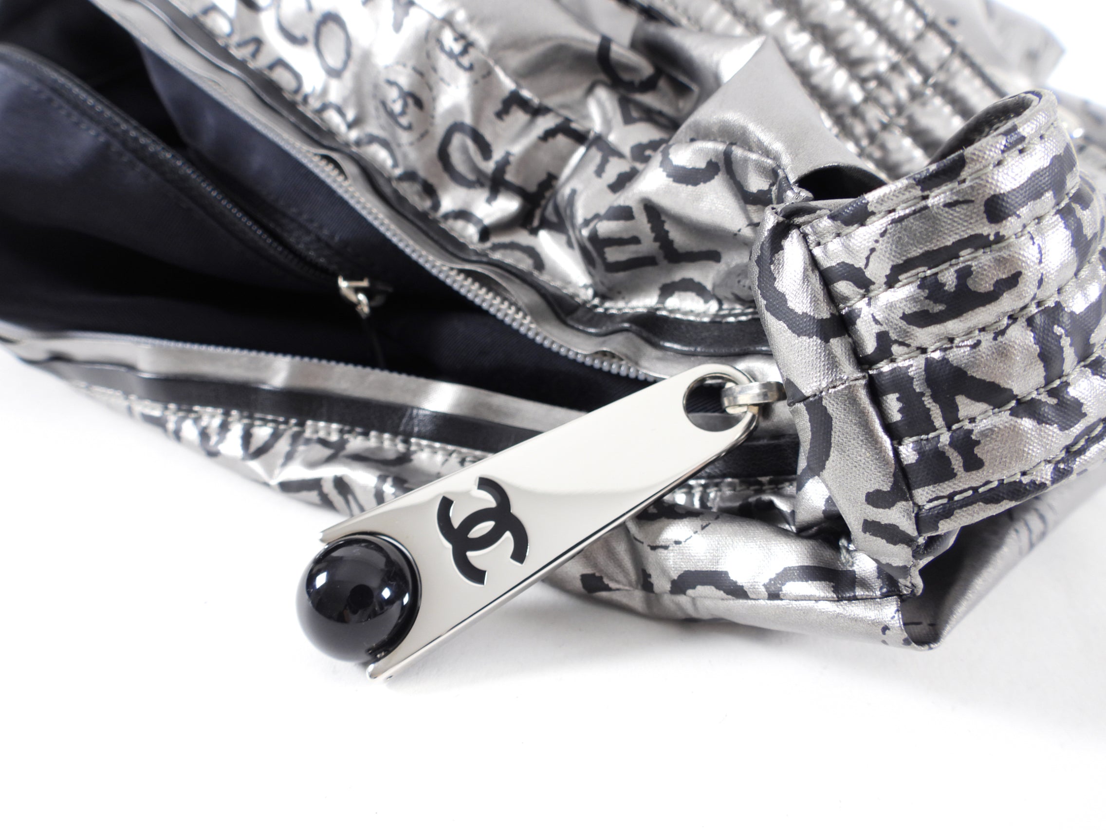 Chanel Silver Unlimited Nylon Hobo Shoulder Bag