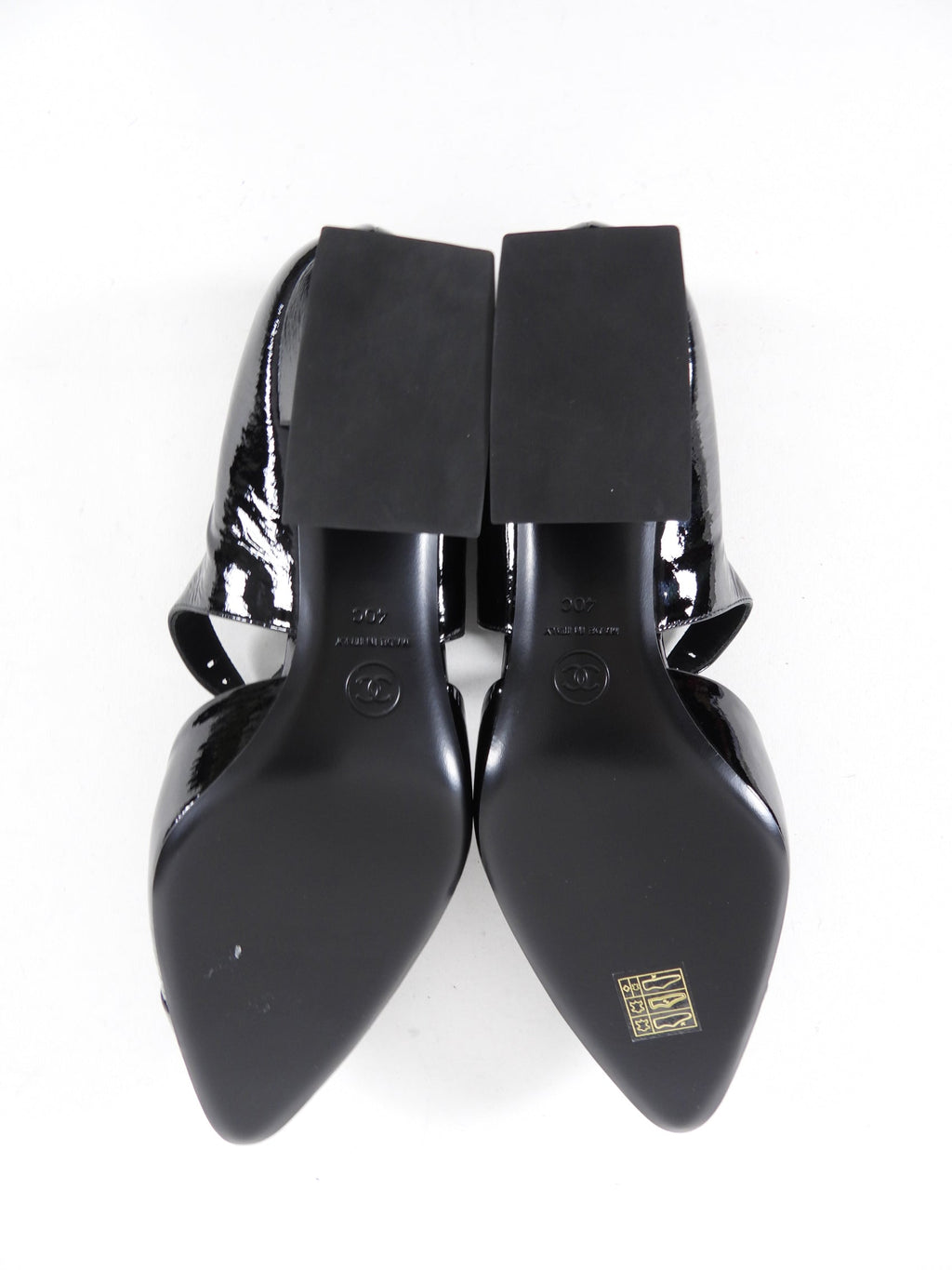 Chanel 2022 Black Patent D’Orsay Buckle Pumps with Curved Heel - 40C