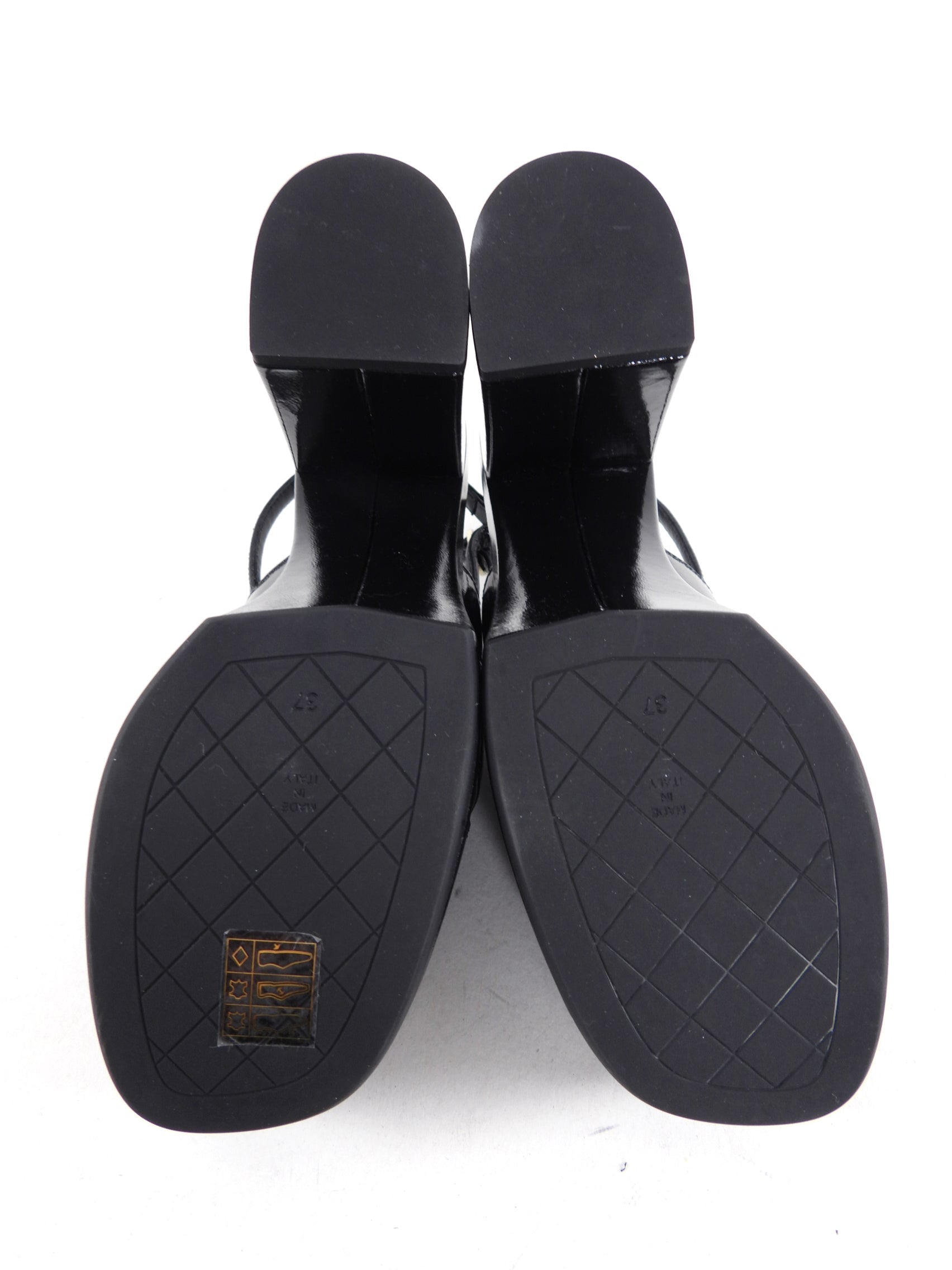 Chanel 23A Black Patent Platform Pumps - 37