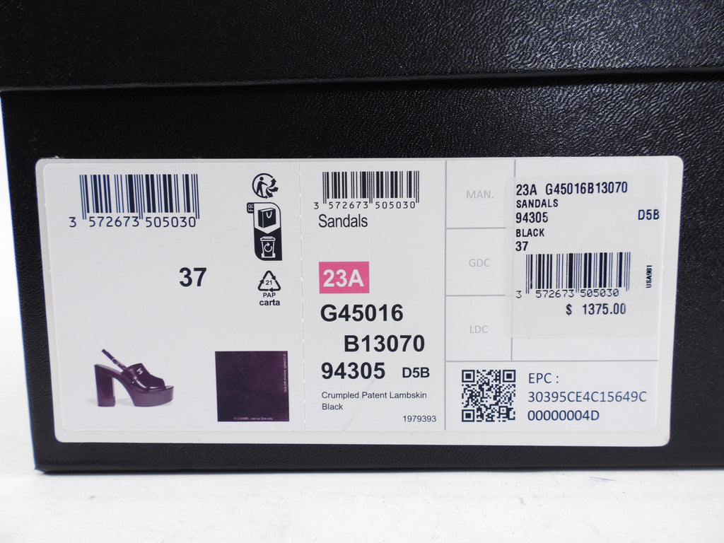 Chanel 23A Black Patent Platform Pumps - 37