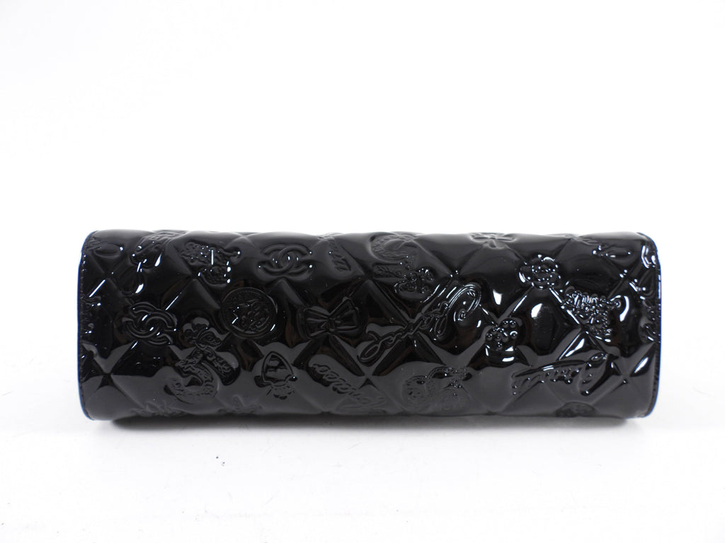 Chanel Black Patent Leather 2006-8 Lucky Symbols Pochette Bag