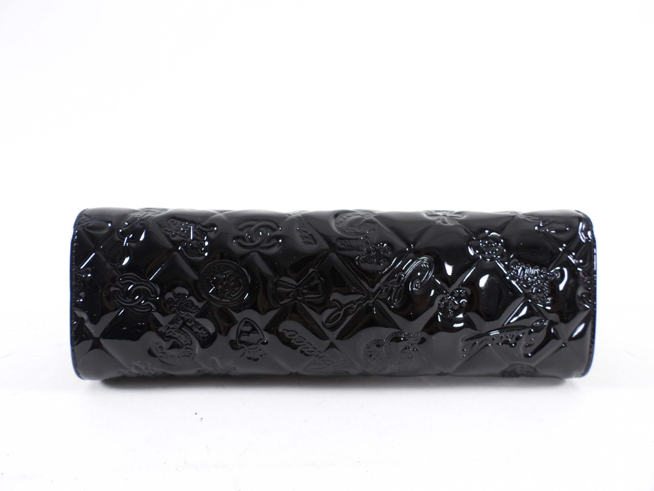 Chanel Black Patent Leather 2006-8 Lucky Symbols Pochette Bag