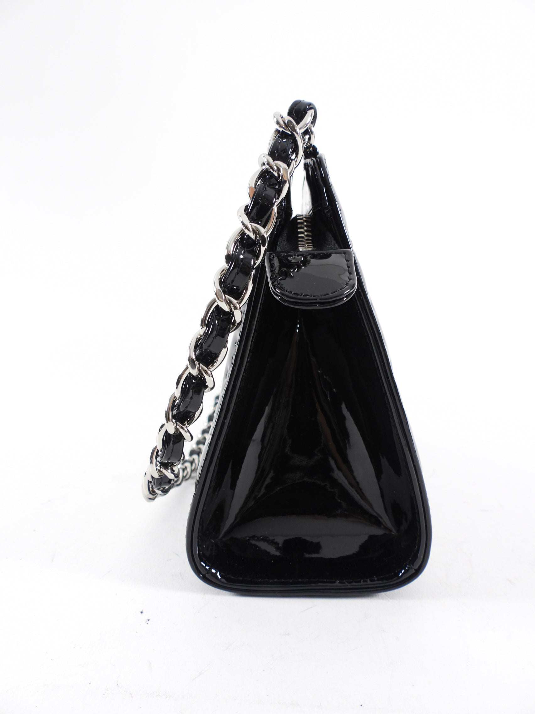 Chanel Black Patent Leather 2006-8 Lucky Symbols Pochette Bag