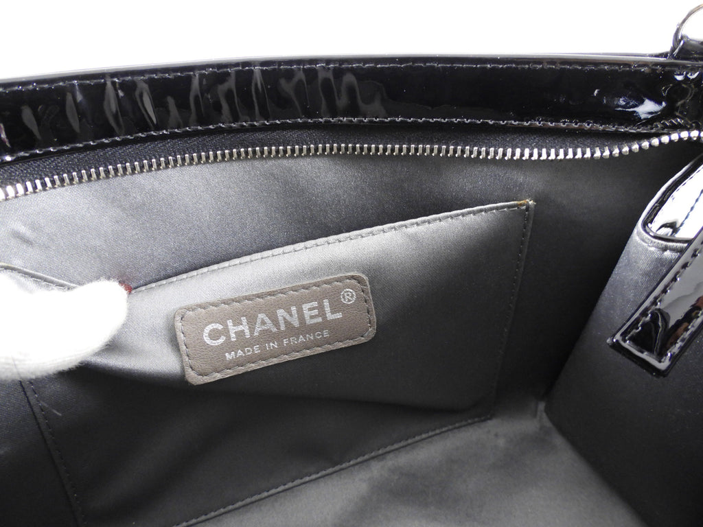 Chanel Black Patent Leather 2006-8 Lucky Symbols Pochette Bag