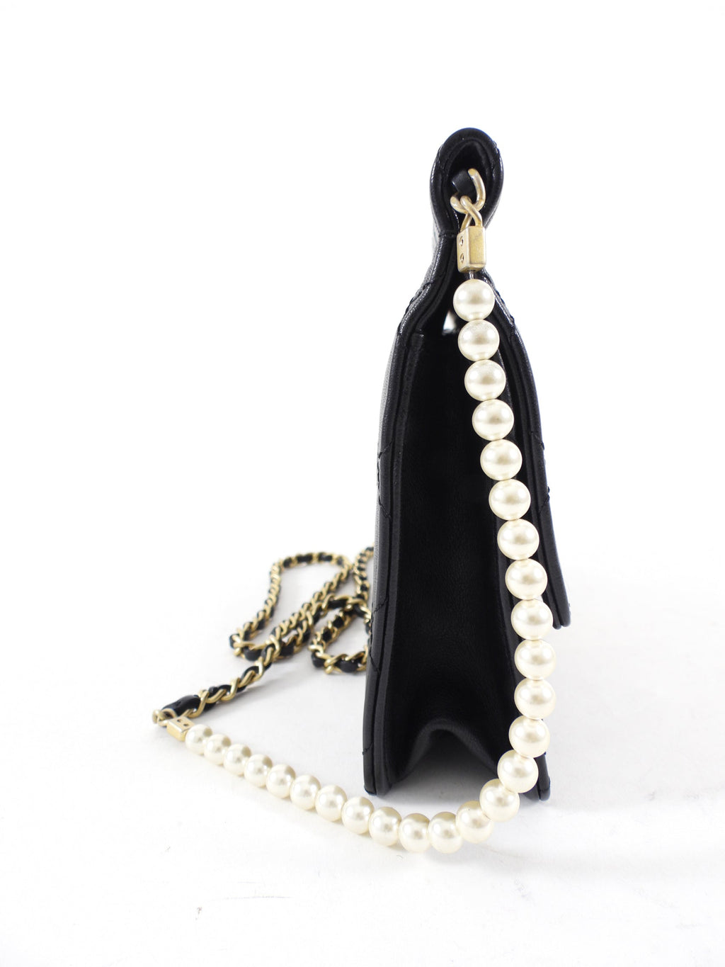 Chanel Black Quilted Leather Chic Pearls Flap Bag