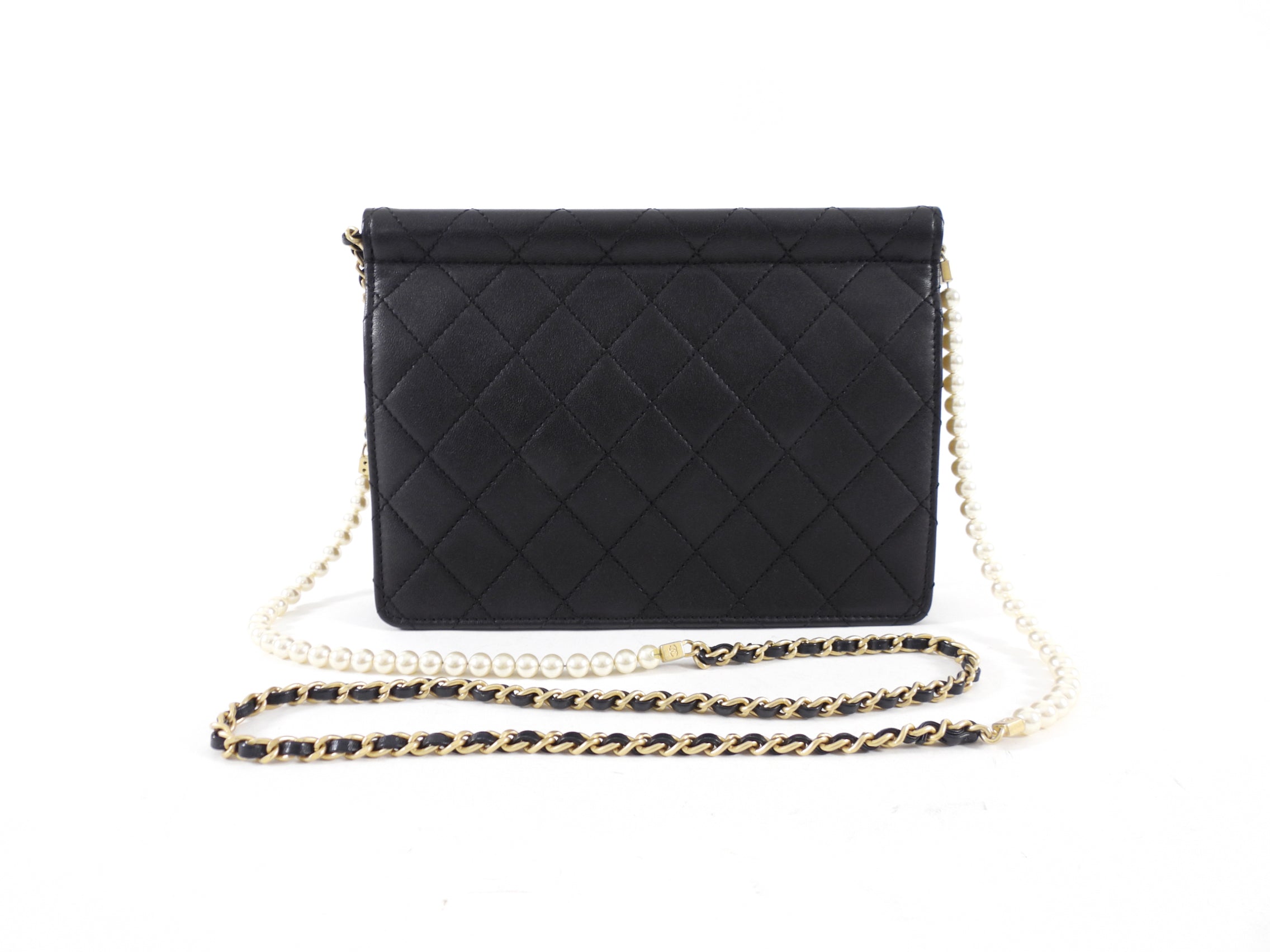 Chanel Black Quilted Leather Chic Pearls Flap Bag
