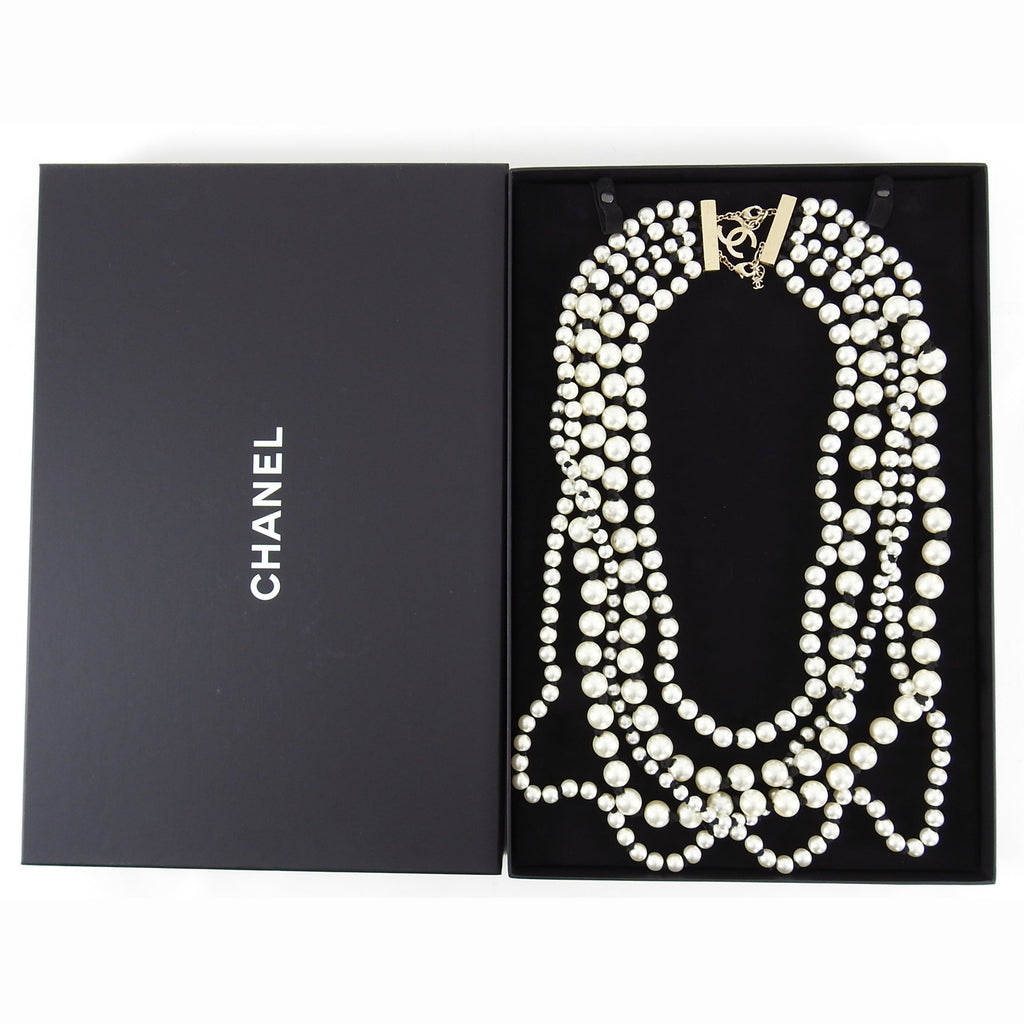 Chanel Fall 2016 Runway Huge Statement Multi Strand Pearl Necklace