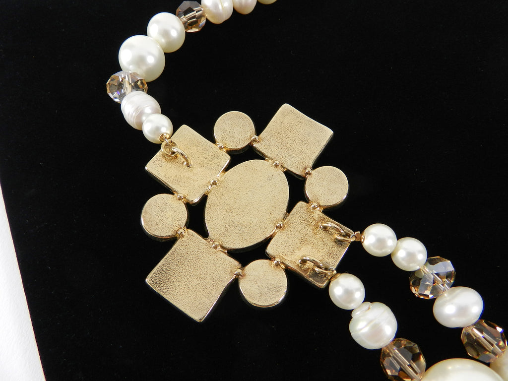 Chanel 2007 Fall Multi-strand Pearl and Gold Chain Gripoix Necklace