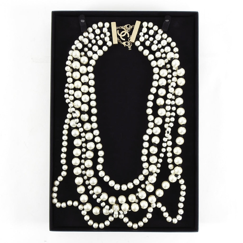 Chanel Fall 2016 Runway Huge Statement Multi Strand Pearl Necklace