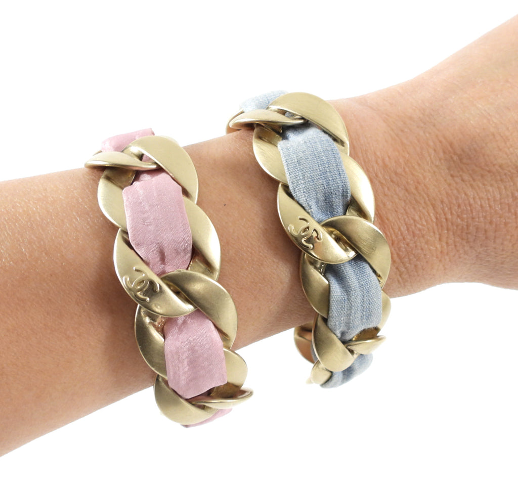 Chanel 09C Pink and Gold Chain Bracelet