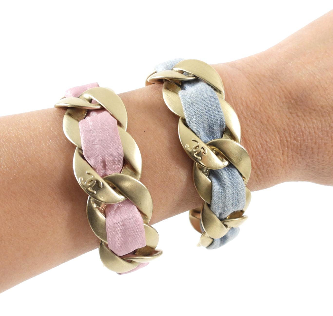 Chanel 09C Pink and Gold Chain Bracelet