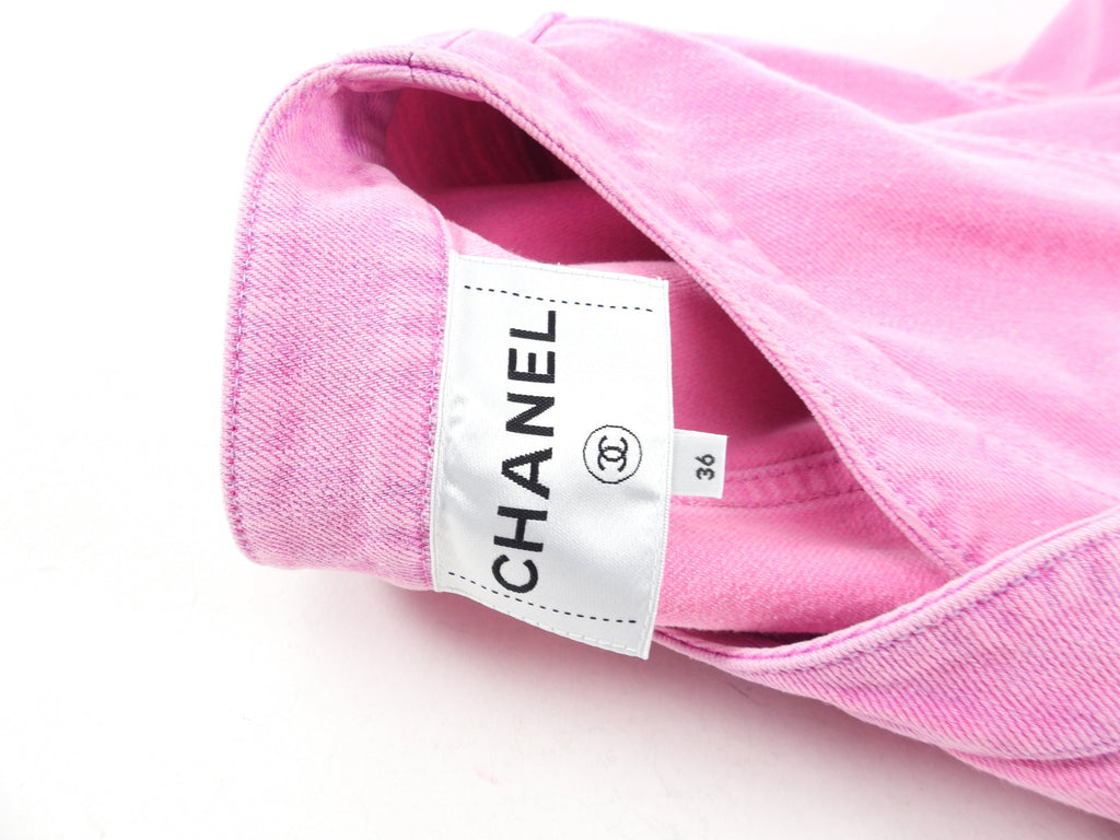 Chanel Spring 2021 Bright Pink Denim Jacket - FR36 / 4