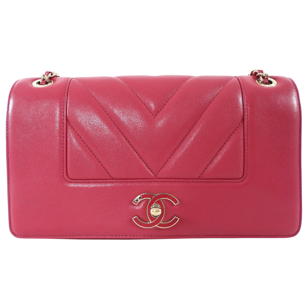 Chanel Cherry Pink Leather Mademoiselle Vintage Medium Flap Bag