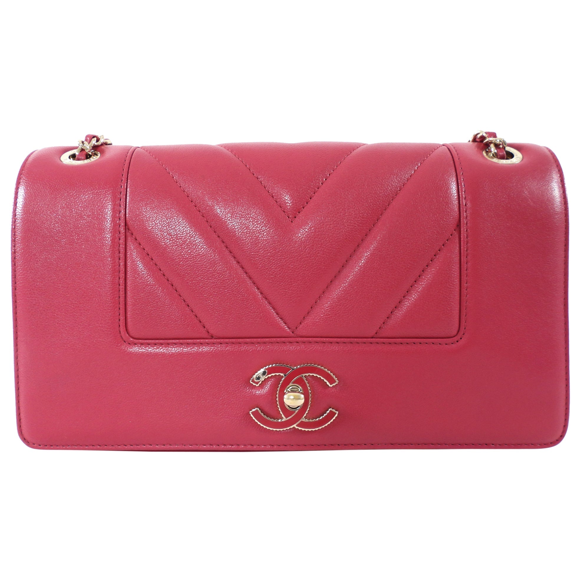 Chanel Cherry Pink Leather Mademoiselle Vintage Medium Flap Bag