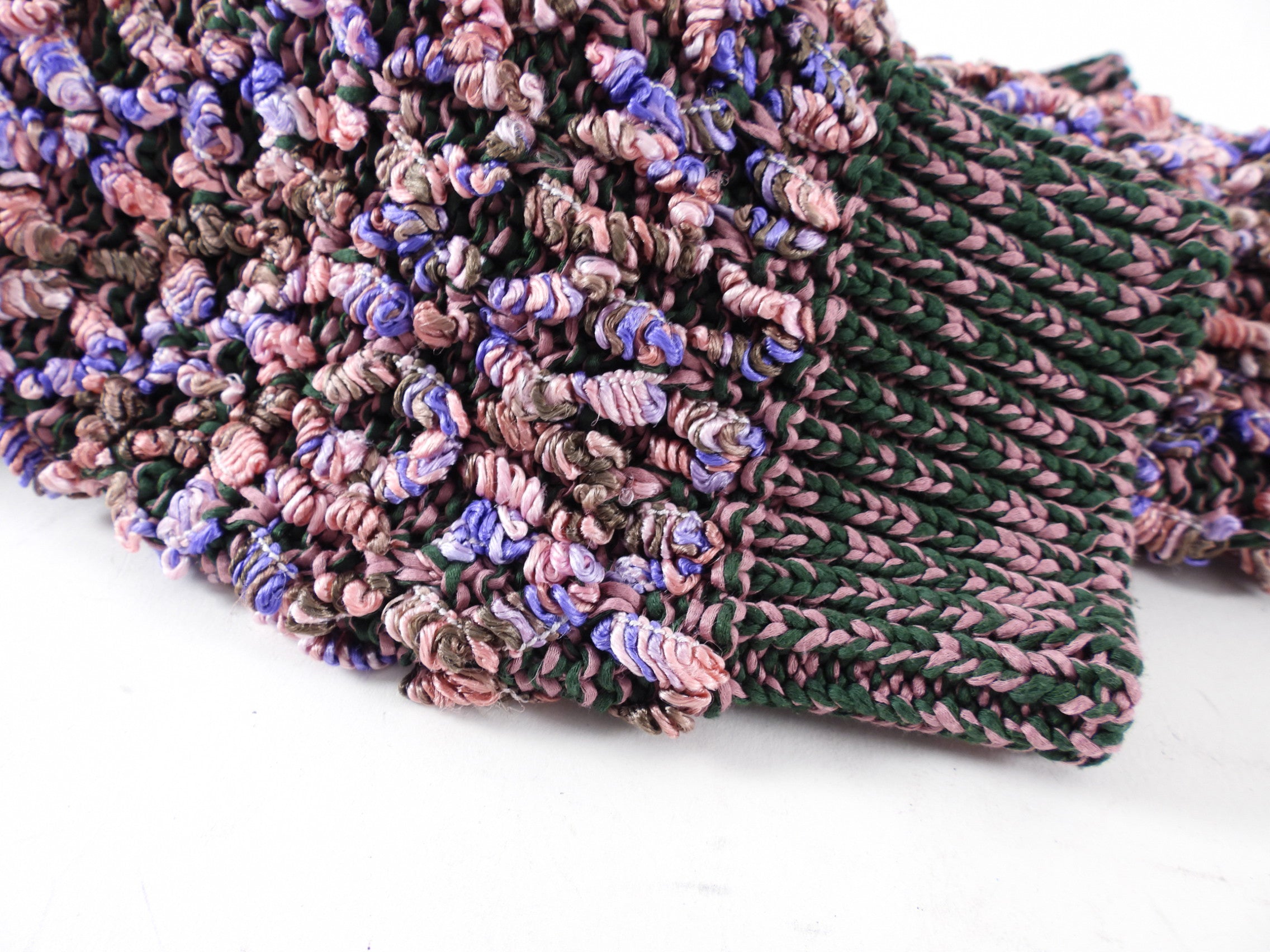Chanel 2015 Pink and Green Textured Knit Short Sleeve Pullover - FR36 / 4