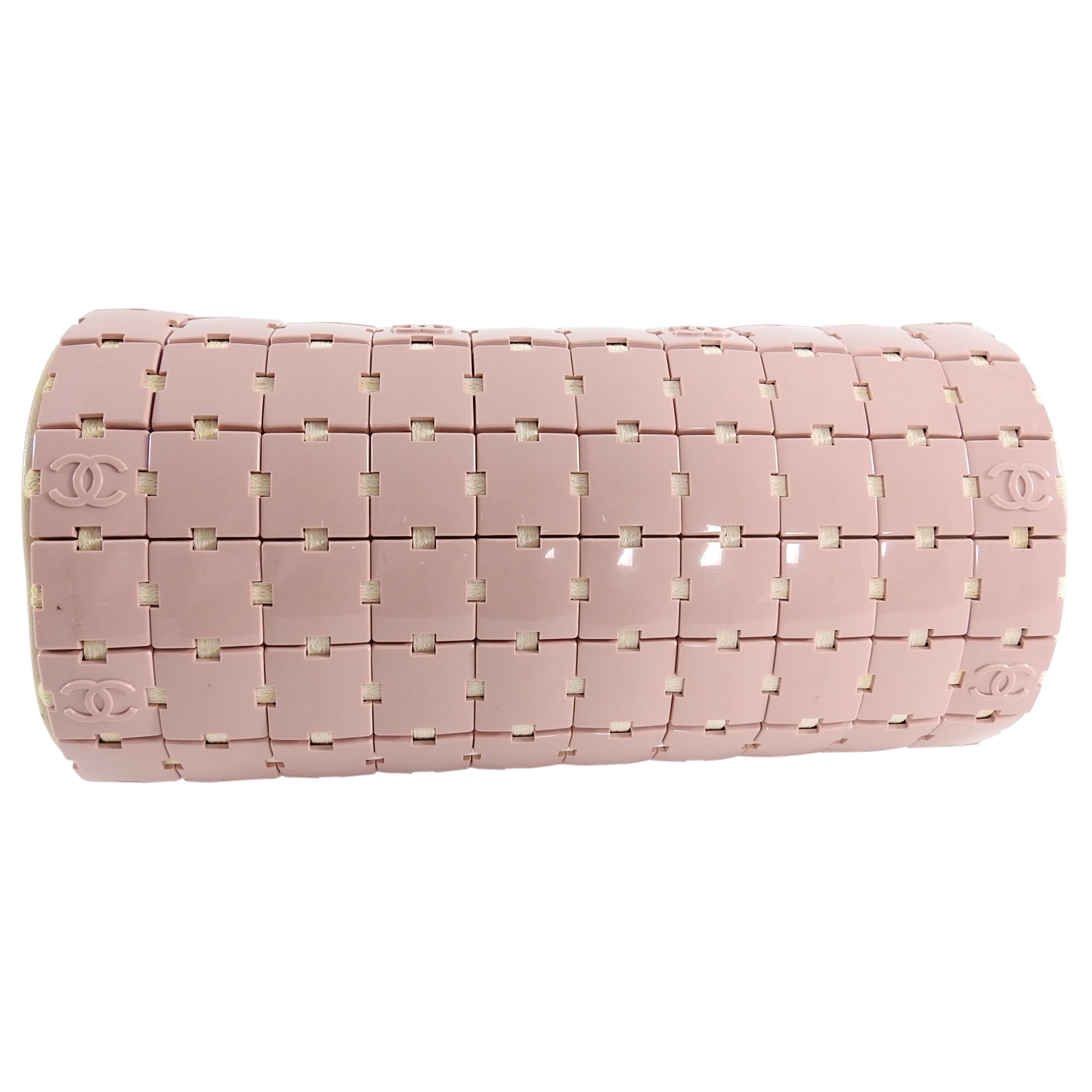 Chanel Pink and Ivory CC Logo Resin Tile Barrel Bag