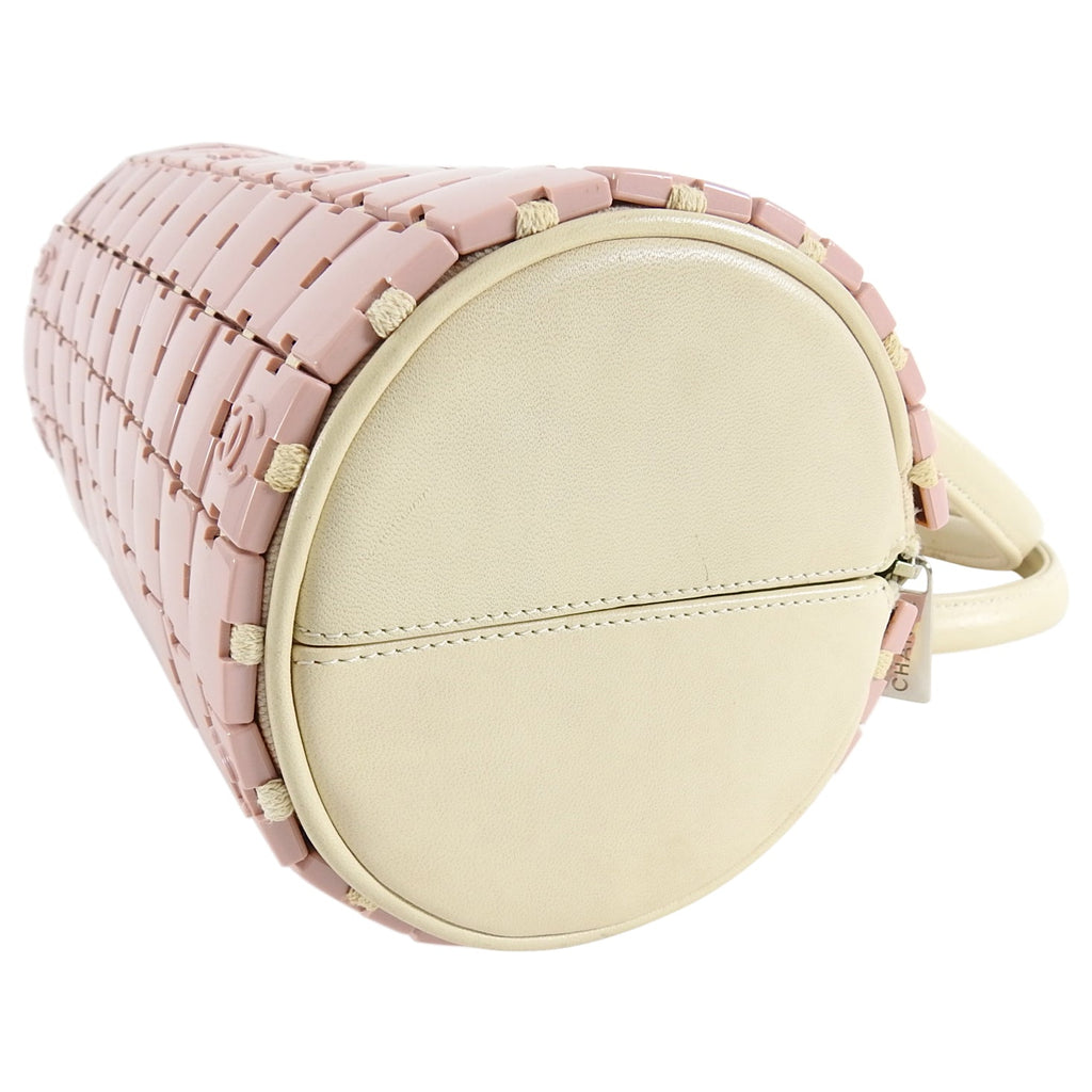 Chanel Pink and Ivory CC Logo Resin Tile Barrel Bag