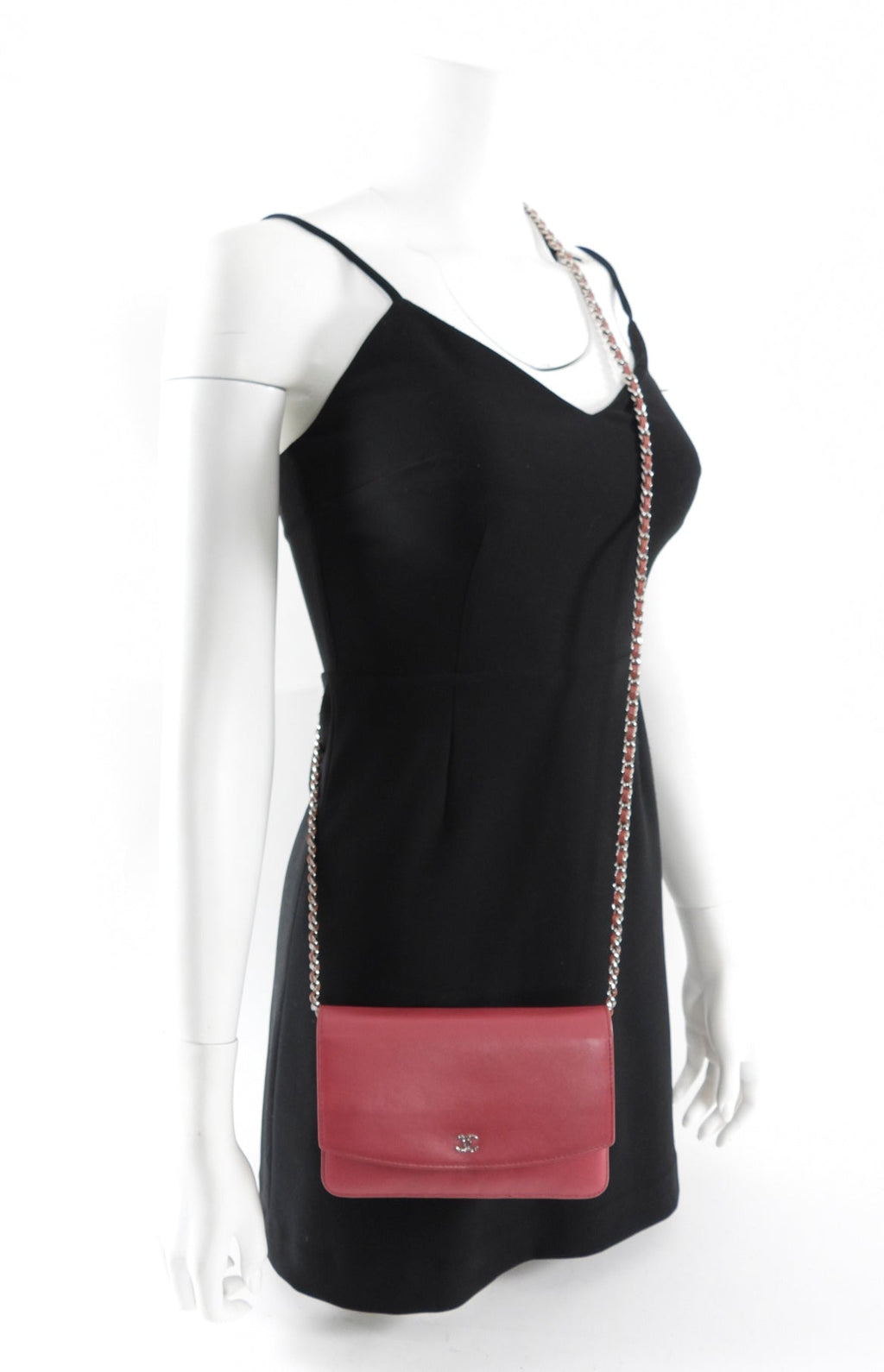 Chanel Dark Quartz Pink Sevruga Leather Wallet on Chain