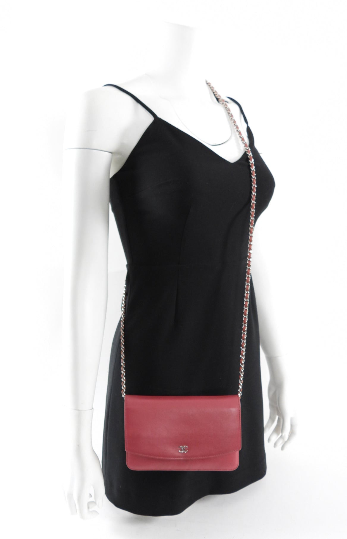 Chanel Dark Quartz Pink Sevruga Leather Wallet on Chain