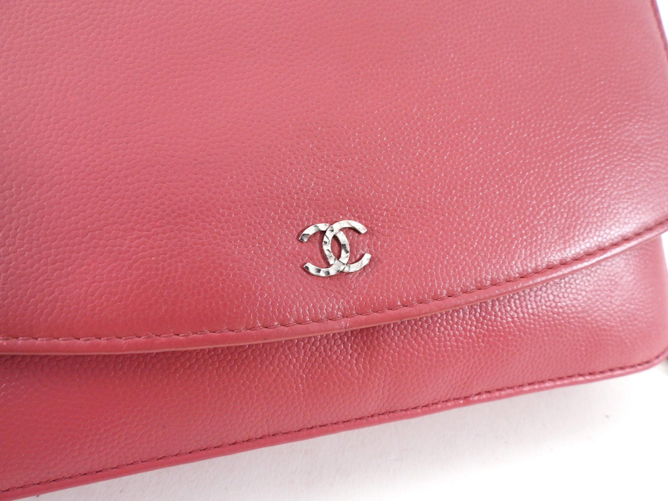 Chanel Dark Quartz Pink Sevruga Leather Wallet on Chain