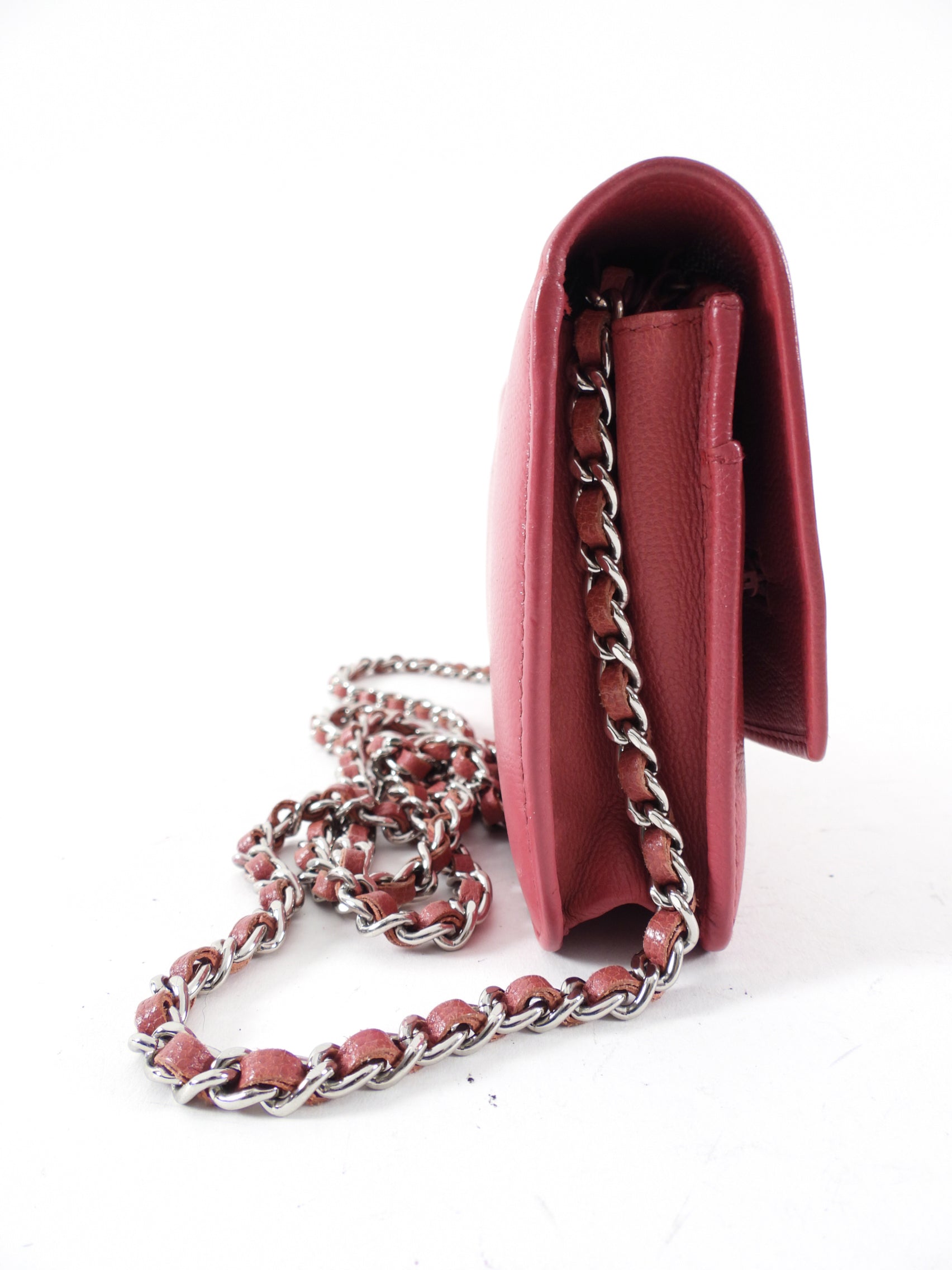 Chanel Dark Quartz Pink Sevruga Leather Wallet on Chain