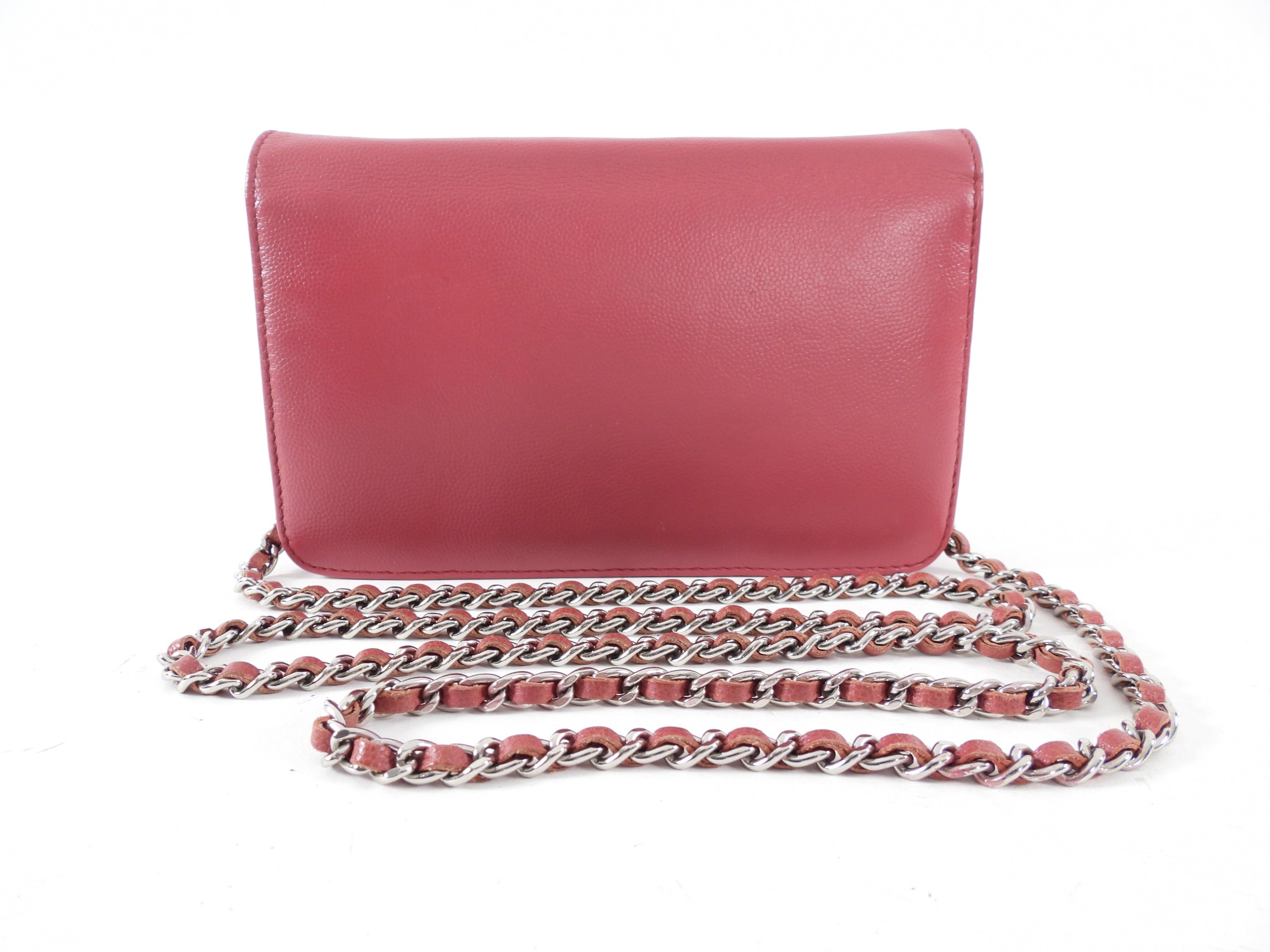 Chanel Dark Quartz Pink Sevruga Leather Wallet on Chain
