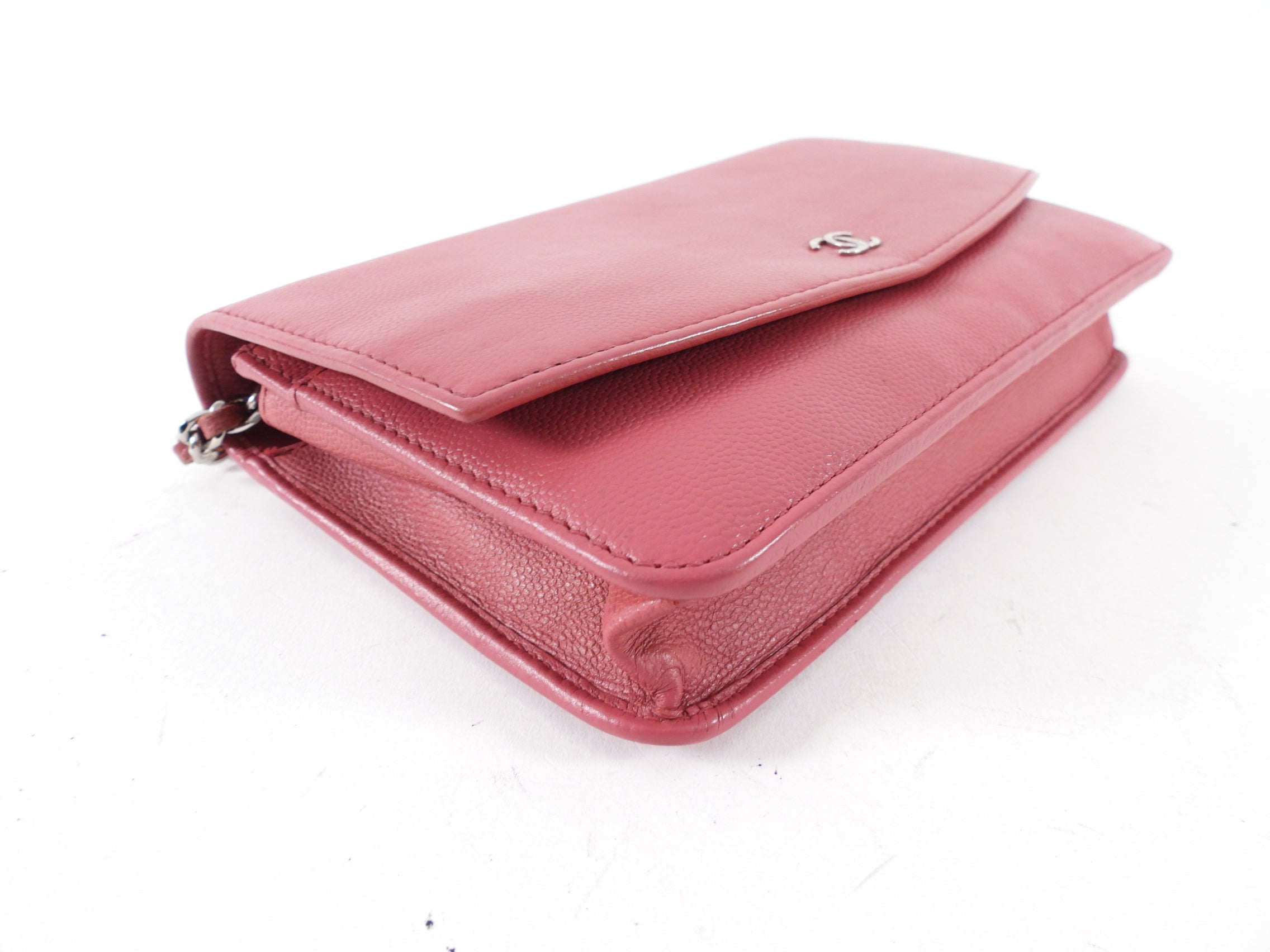 Chanel Dark Quartz Pink Sevruga Leather Wallet on Chain