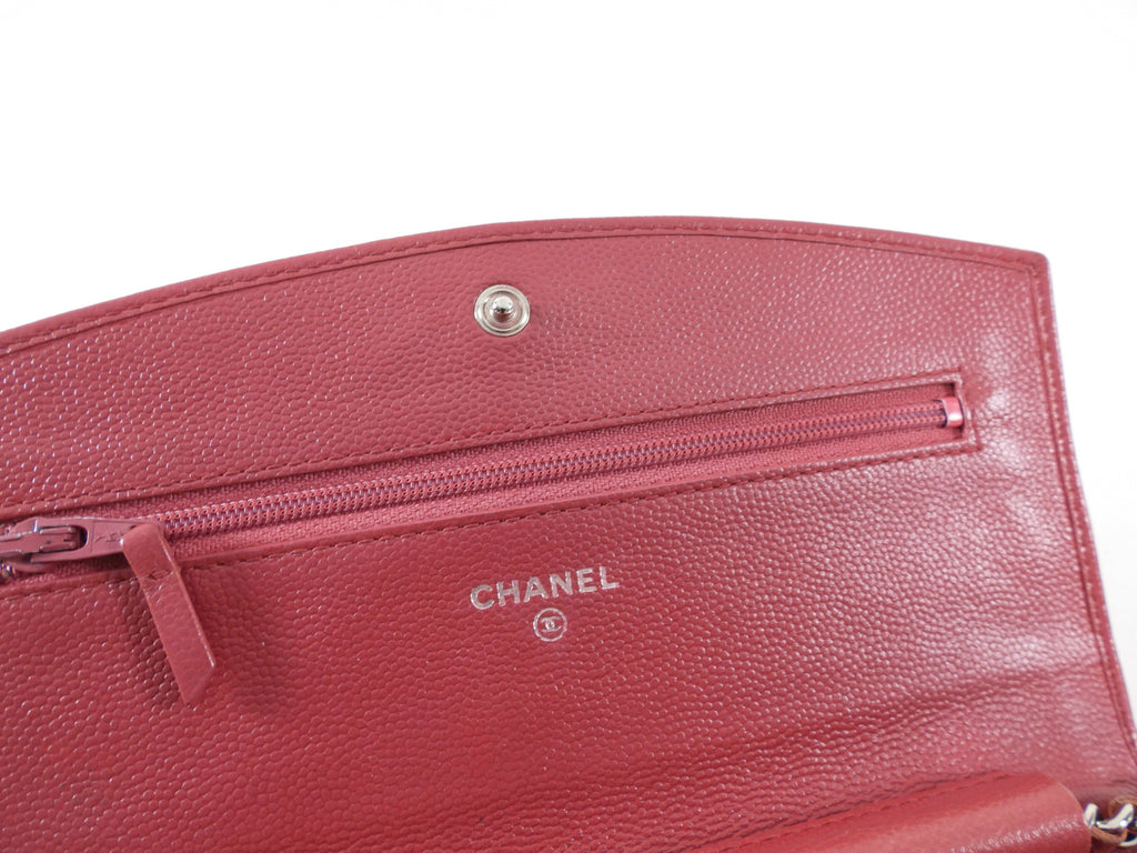 Chanel Dark Quartz Pink Sevruga Leather Wallet on Chain