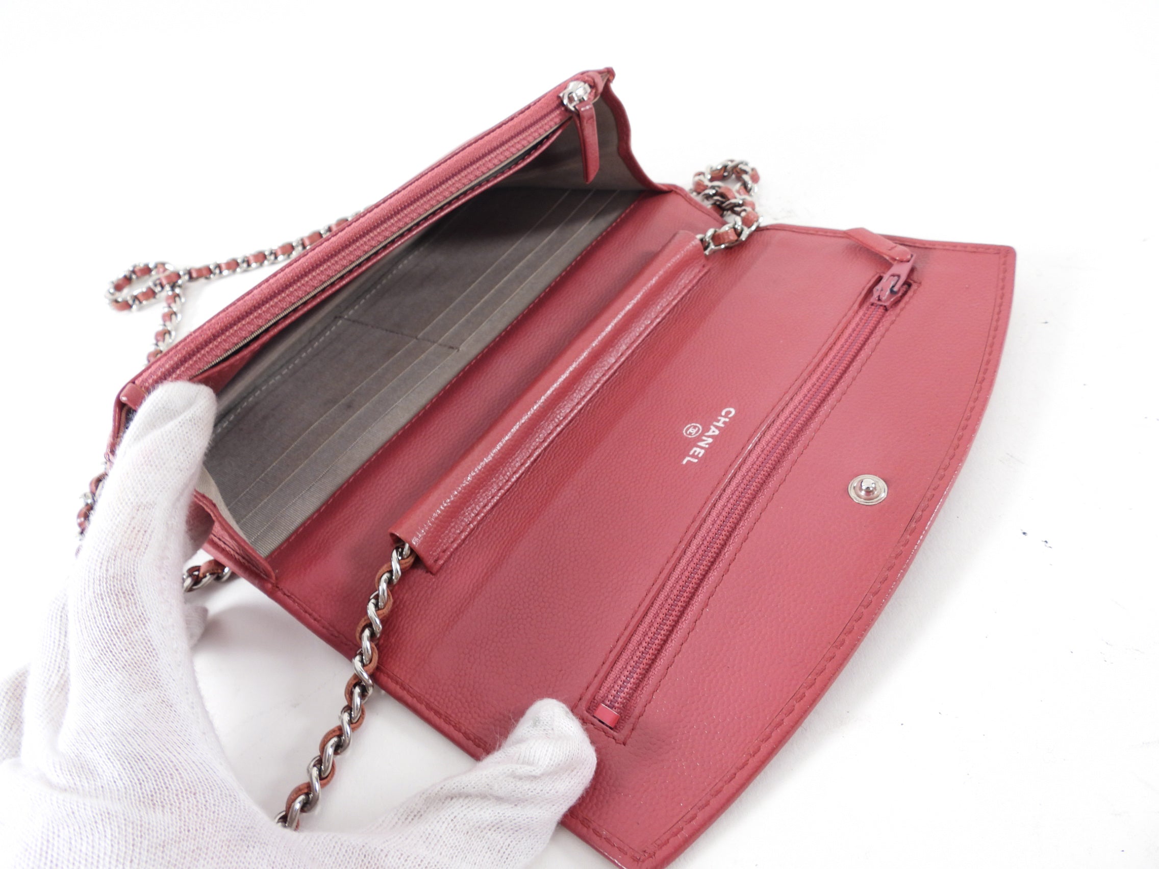 Chanel Dark Quartz Pink Sevruga Leather Wallet on Chain