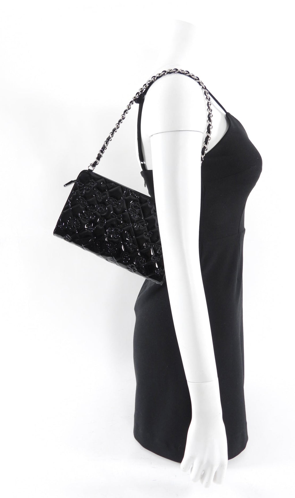 Chanel Black Patent Leather 2006-8 Lucky Symbols Pochette Bag