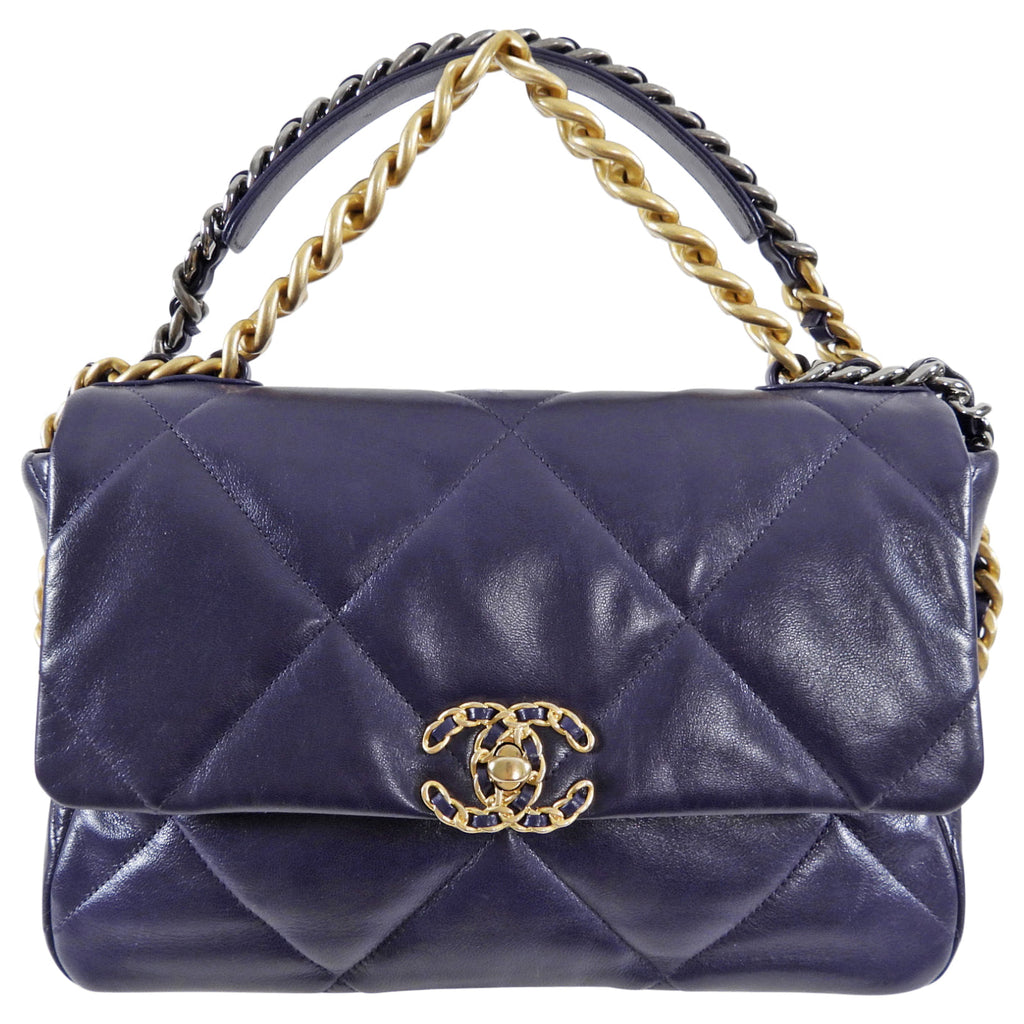 Chanel 19 Large Purple Quilted Leather Flap Bag