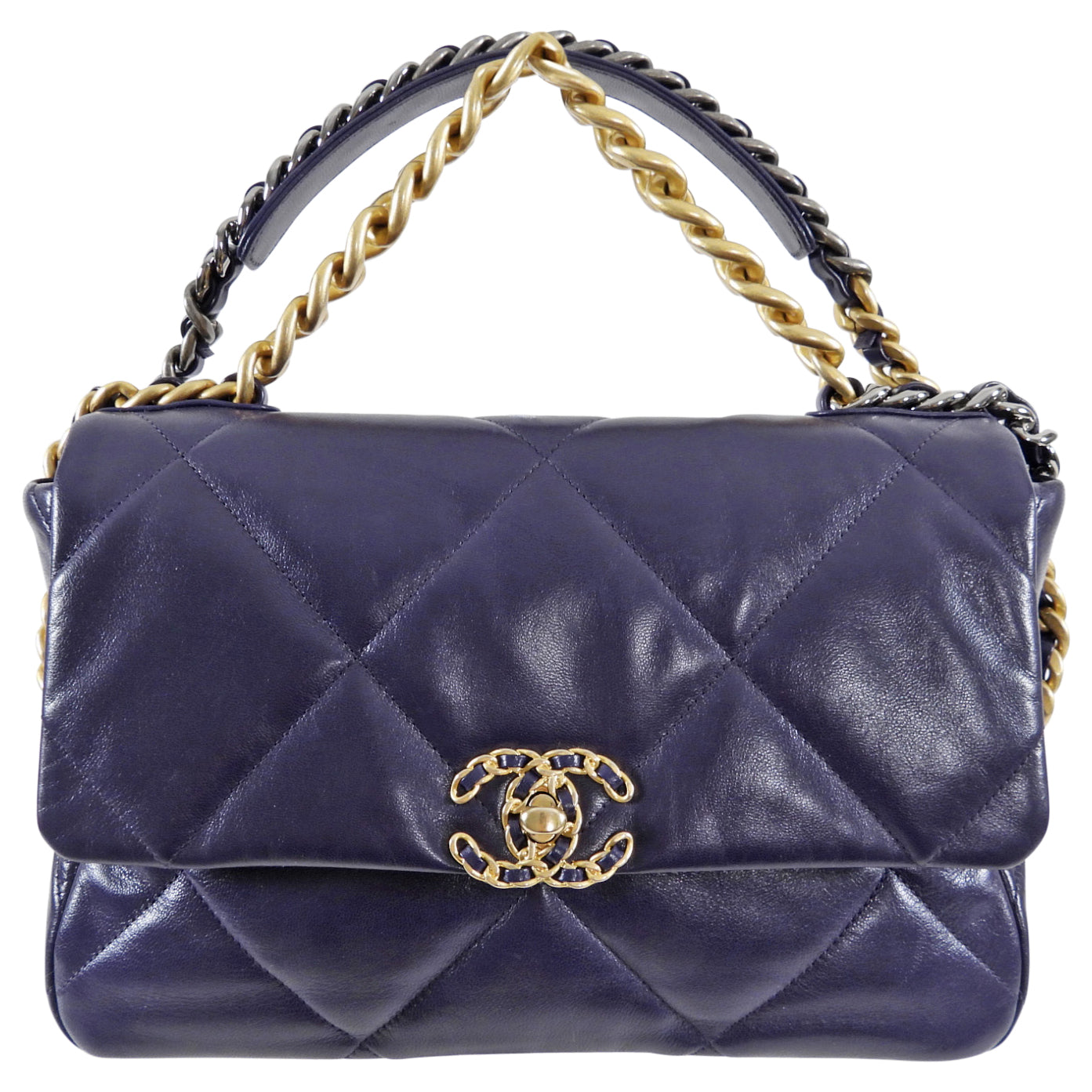 Chanel 19 Large Purple Quilted Leather Flap Bag