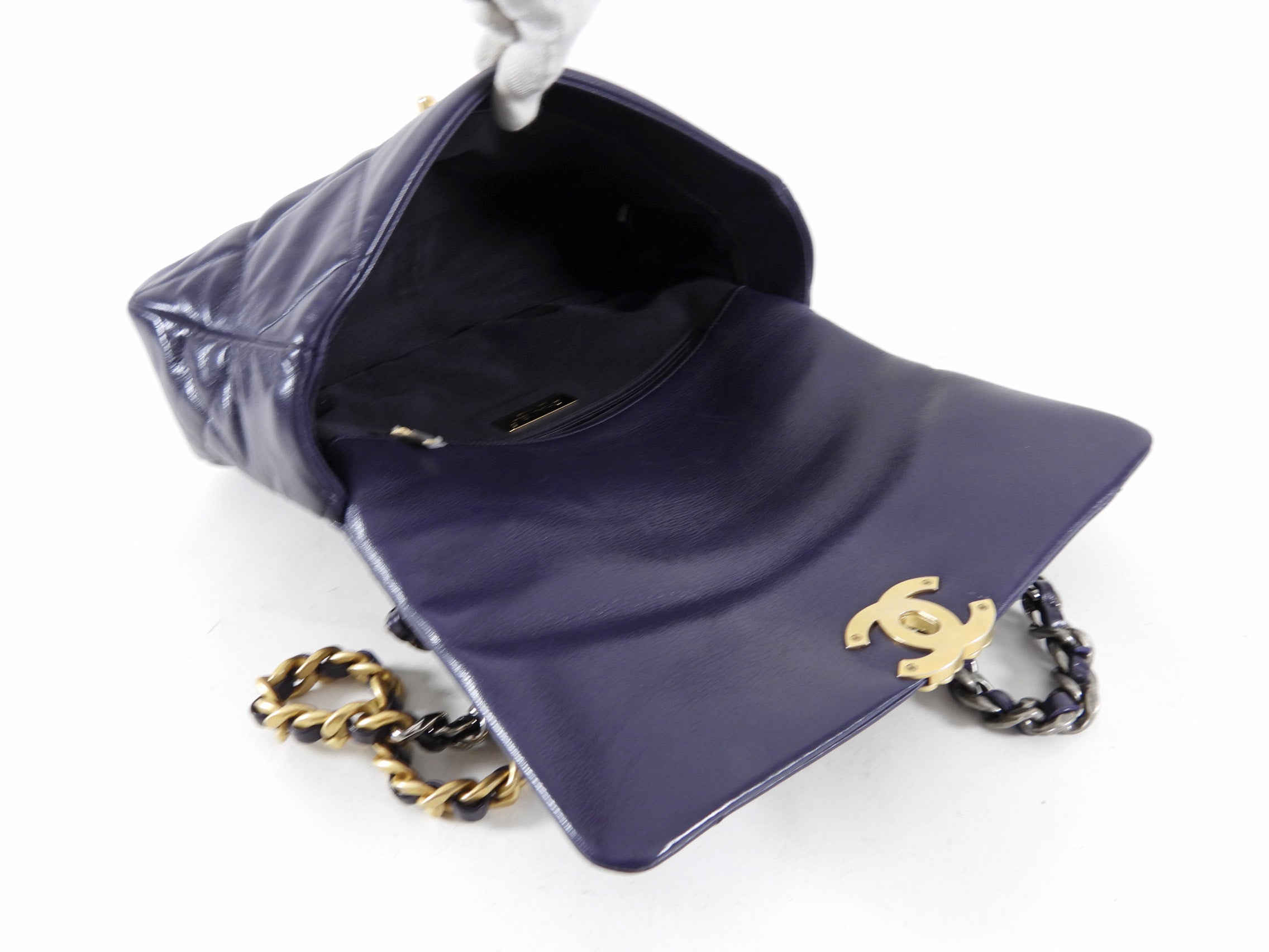 Chanel 19 Large Purple Quilted Leather Flap Bag