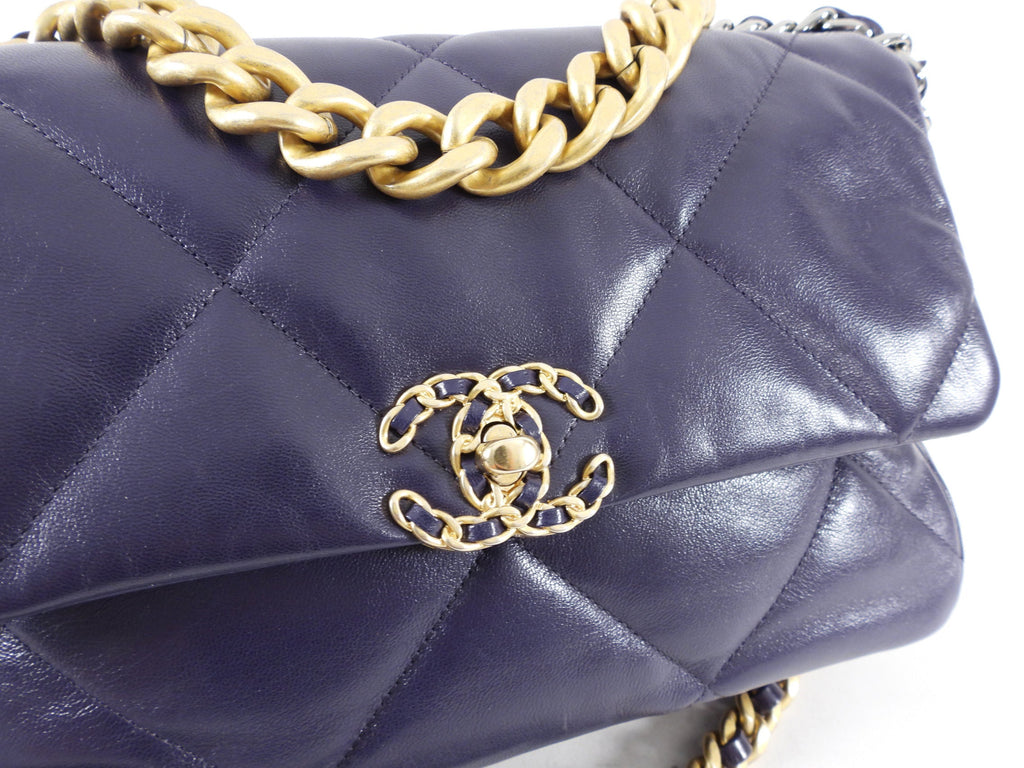 Chanel 19 Large Purple Quilted Leather Flap Bag