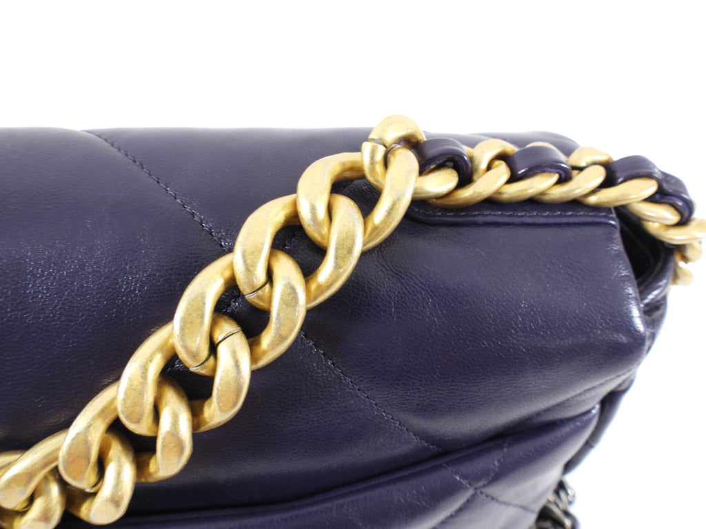 Chanel 19 Large Purple Quilted Leather Flap Bag