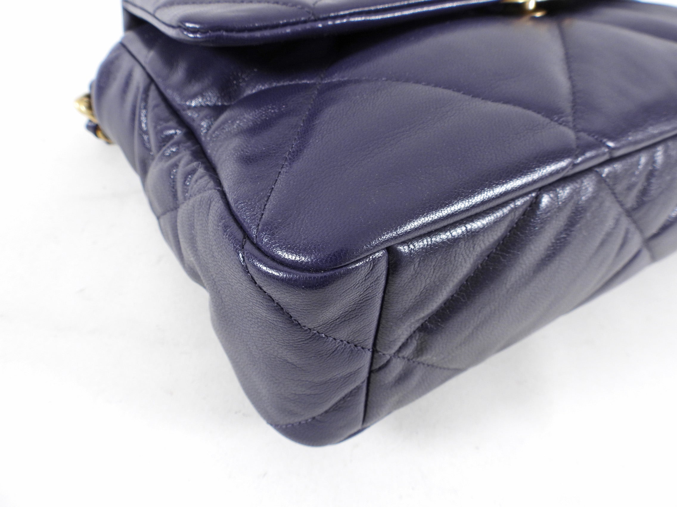 Chanel 19 Large Purple Quilted Leather Flap Bag